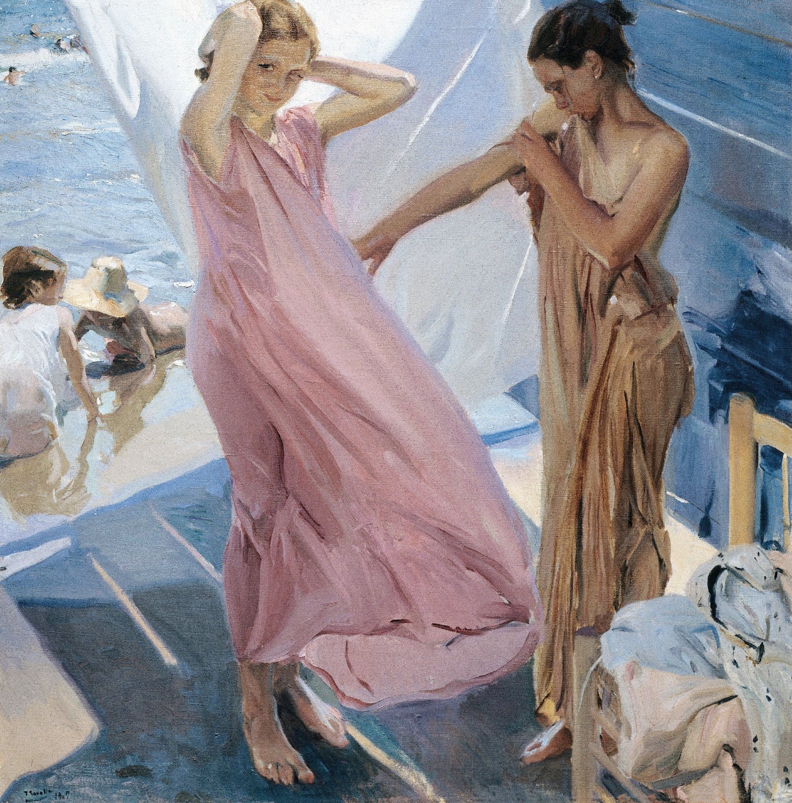 Decorative "After Bathing, Valencia" by Joaquín Sorolla Poster | High - Quality Print | Repositionable Adhesive - Pasquín Store