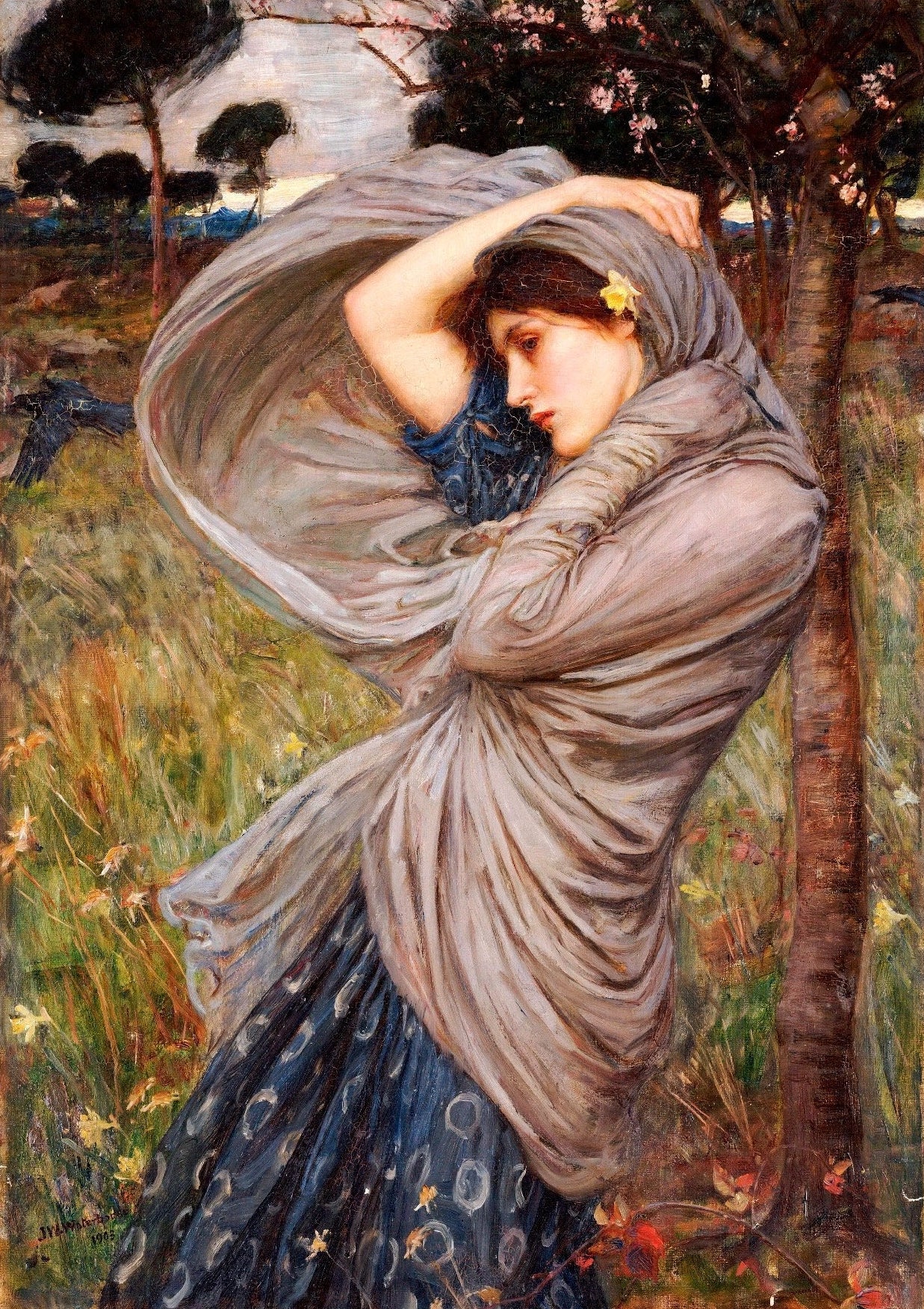 Decorative "Bóreas" by John William Waterhouse | High - Quality Print | Repositionable Adhesive - Pasquín
