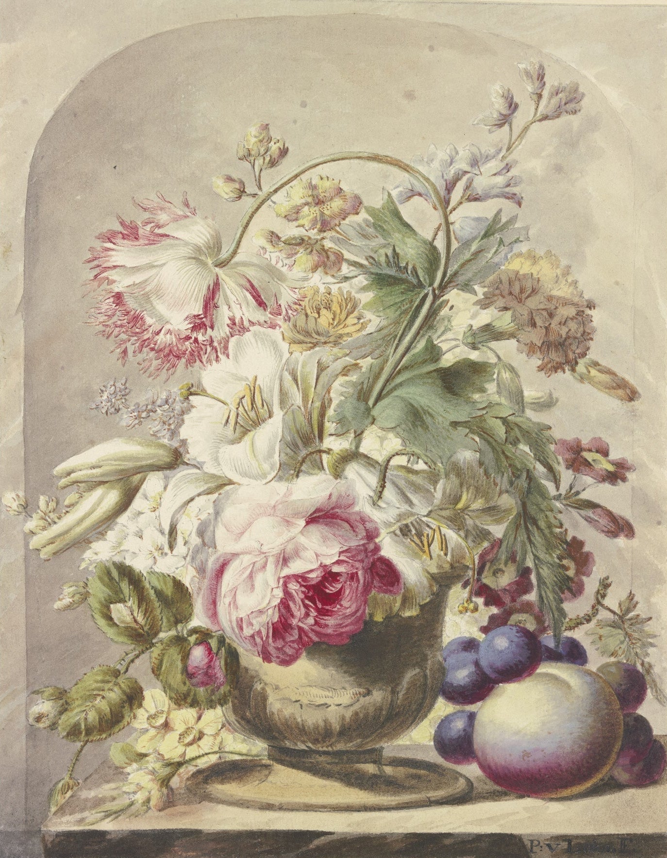 Decorative "Bouquet In a Vase" by J. H. Van Loon Poster | High - Quality Print | Repositionable Adhesive - Pasquín