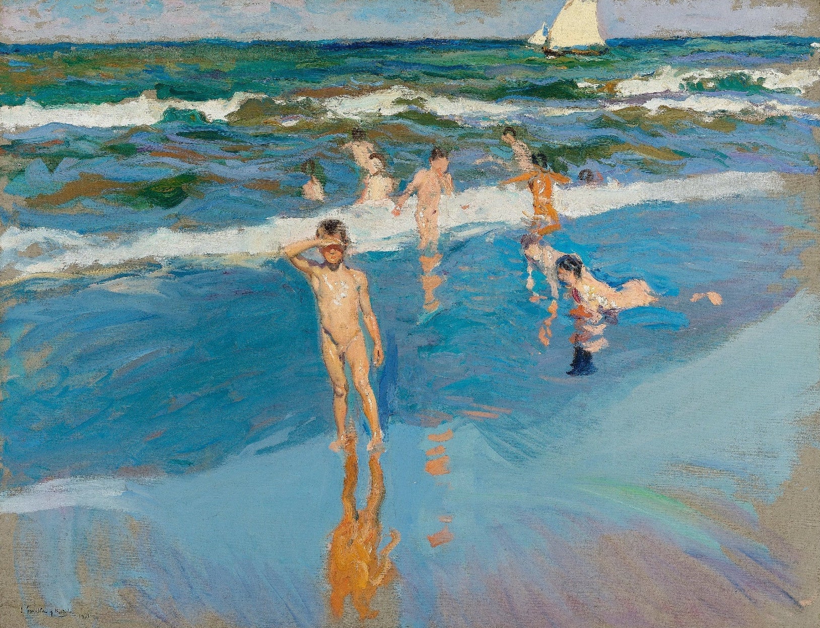 Decorative "Children In The Sea, Valencia Beach" by Joaquín Sorolla Poster | High - Quality Print | Repositionable Adhesive - Pasquín Store