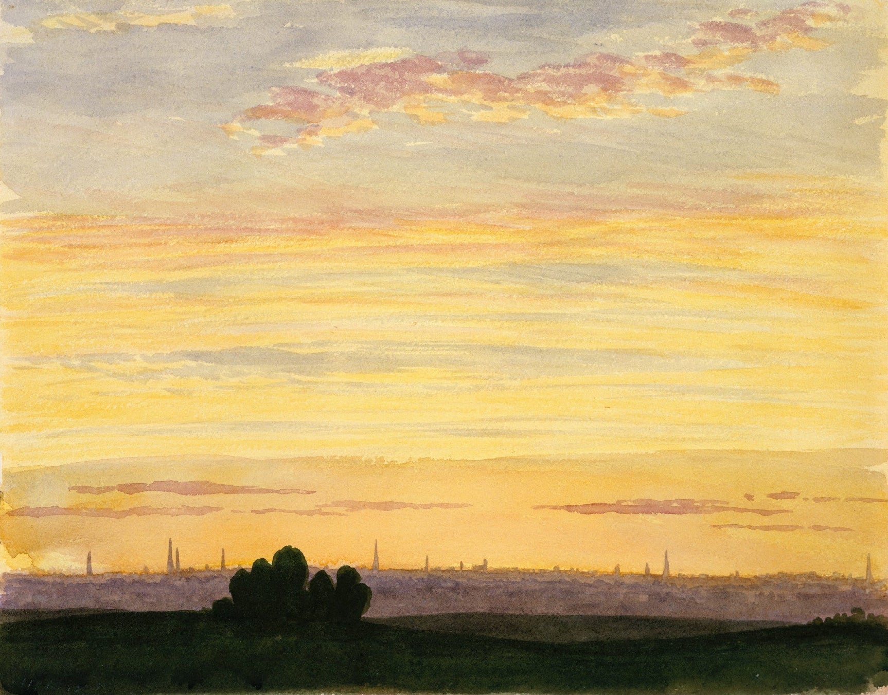 Decorative "City and Sunset" by Henry Farrer Poster | High - Quality Print | Repositionable Adhesive - Pasquín Store