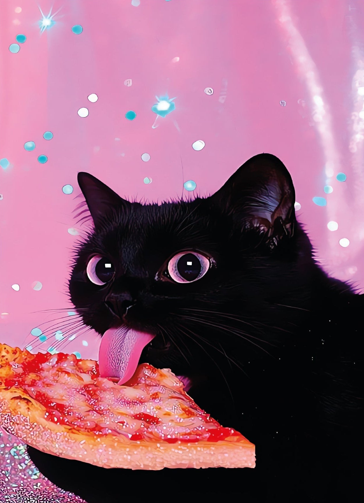 Decorative "Coquette Collection: Pizza Purrfection" Posters | High - Quality Print | Repositionable Adhesive - Pasquín