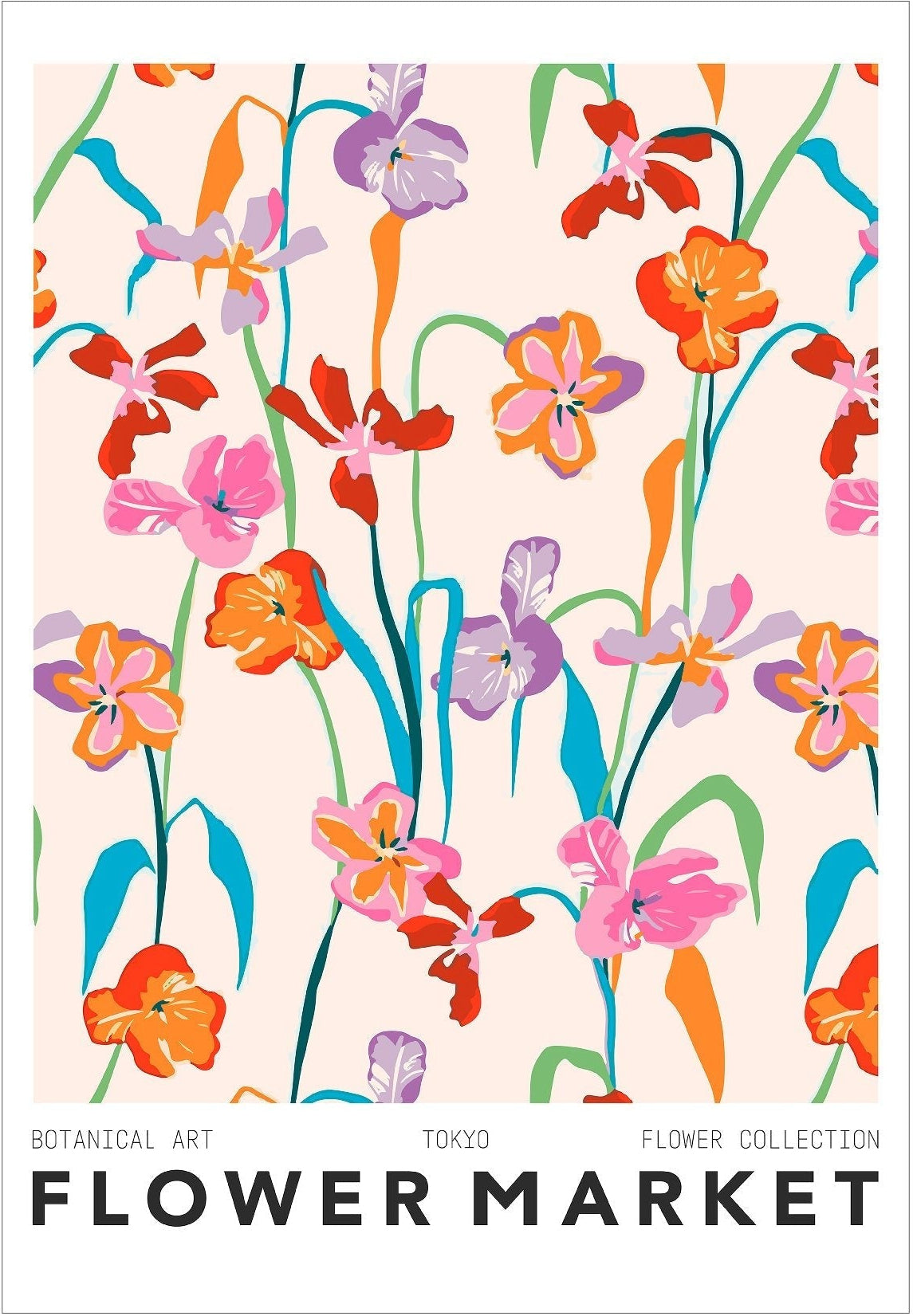 Decorative "Flower Market Tokyo" Poster | High - Quality Print | Repositionable Adhesive - Pasquín