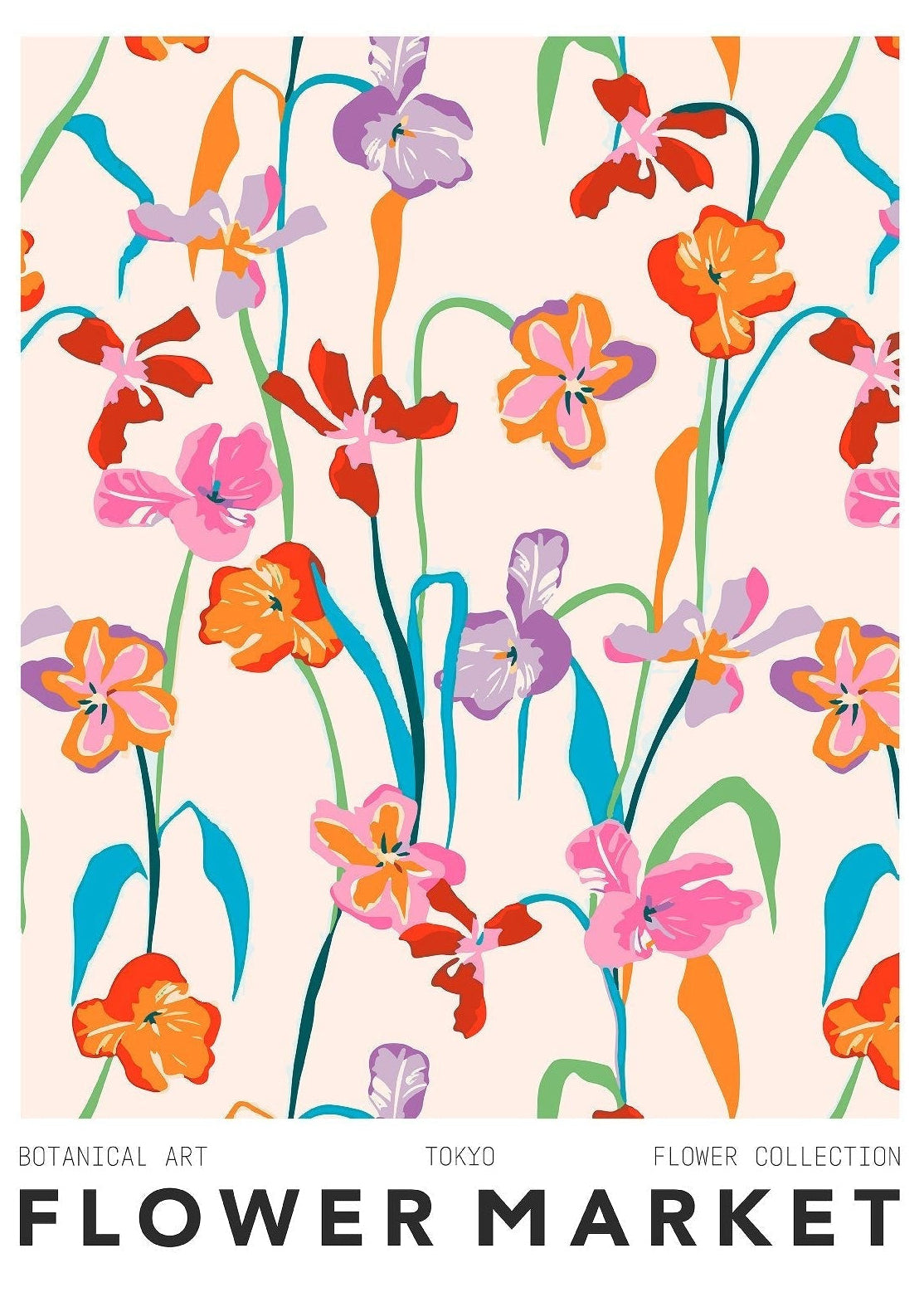 Decorative "Flower Market Tokyo" Poster | High - Quality Print | Repositionable Adhesive - Pasquín