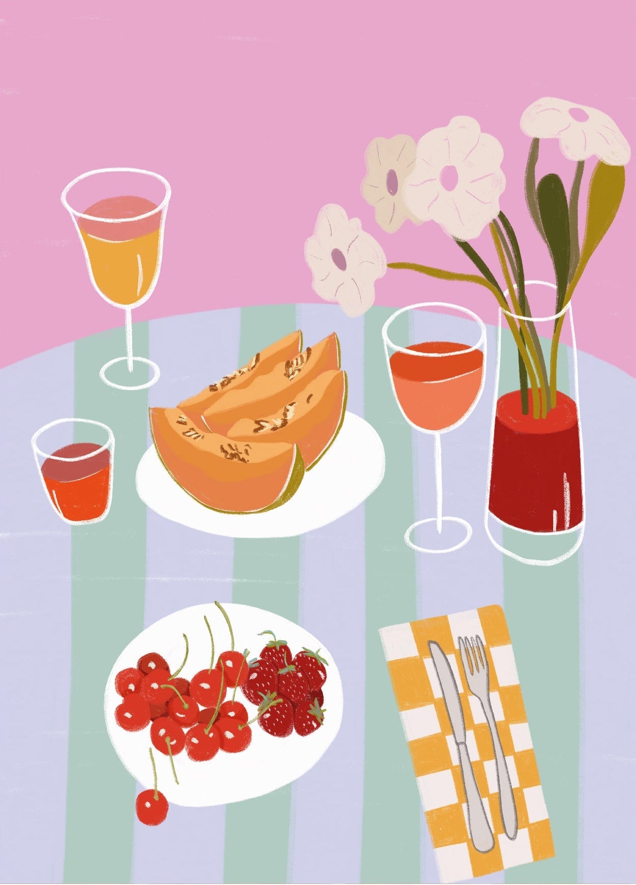 Decorative "Fruits Cocktail" Poster | High - Quality Print | Repositionable Adhesive - Pasquín