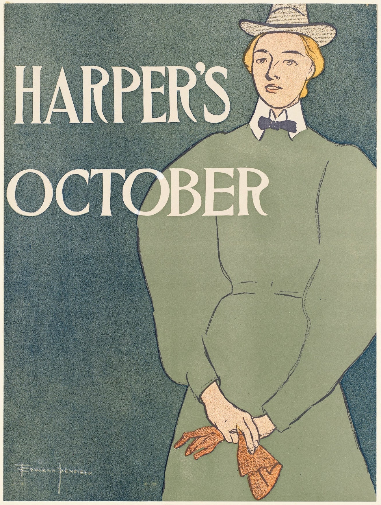 Decorative "Harper's October (1896)" by Edward Penfield Poster | High - Quality Print | Repositionable Adhesive - Pasquín