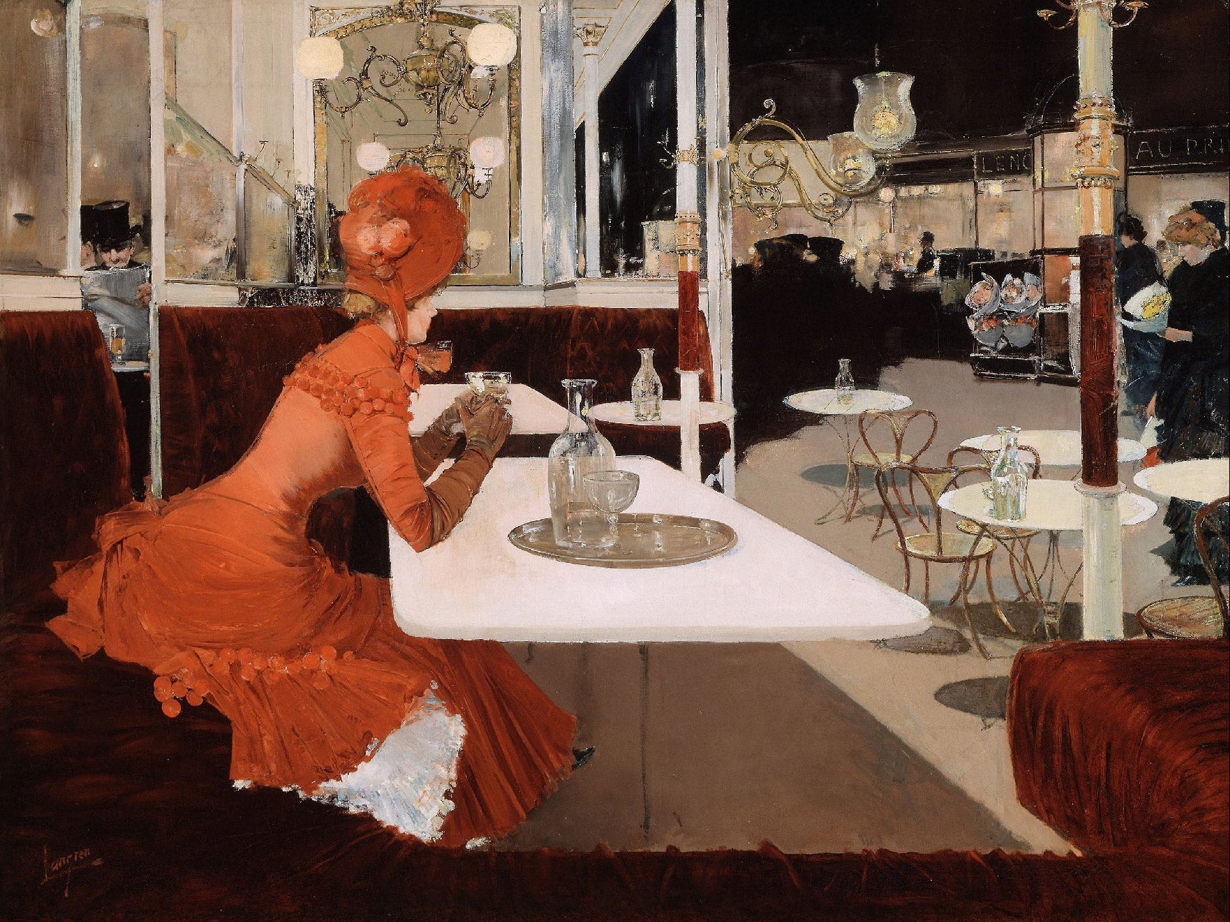 Decorative "In the Café (1882)" by Fernand Lungren Poster | High - Quality Print | Repositionable Adhesive - Pasquín