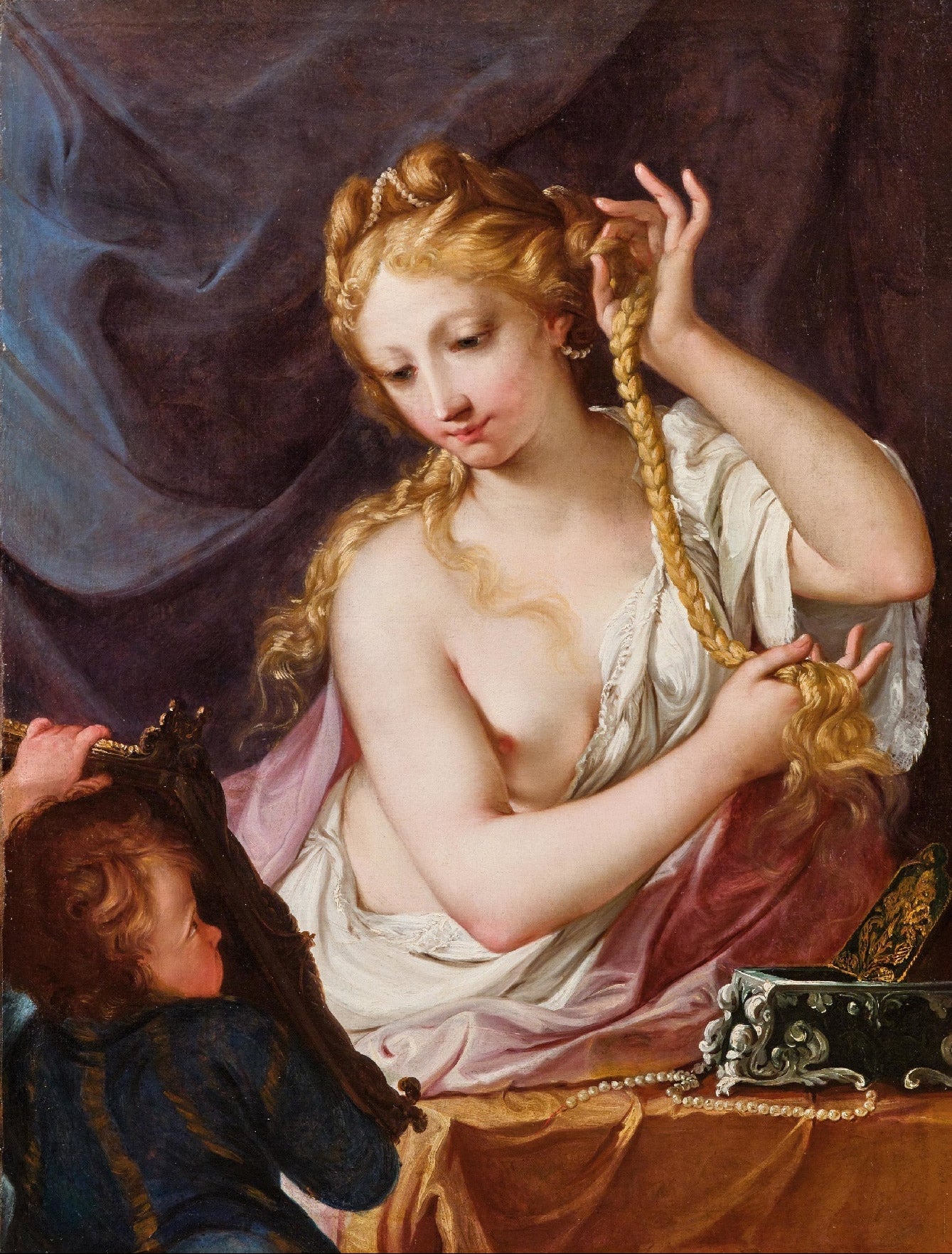 Decorative "Toilette of Belinda" by Antonio Bellucci Poster | High - Quality Print | Repositionable Adhesive - Pasquín