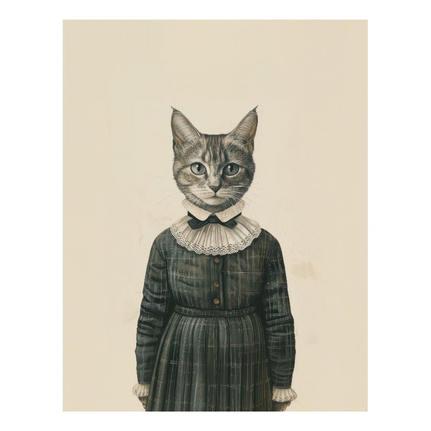 Decorative "Vintage Lady Cat" Poster | High - Quality Print | Repositionable Adhesive - Pasquín