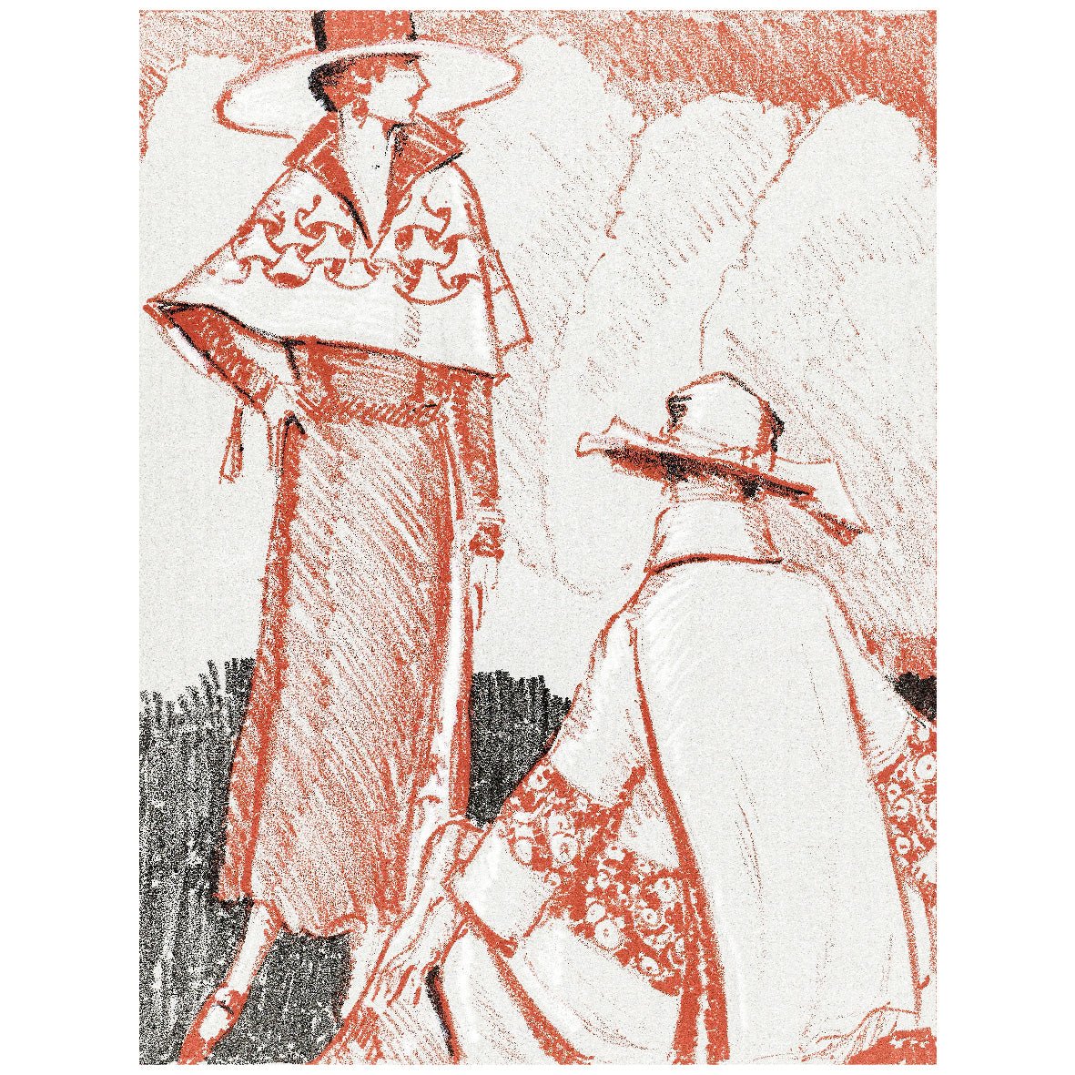 Decorative "Women in Vintage Dress" by Porter Woodruff Poster| High - Quality Print | Repositionable Adhesive - Pasquín