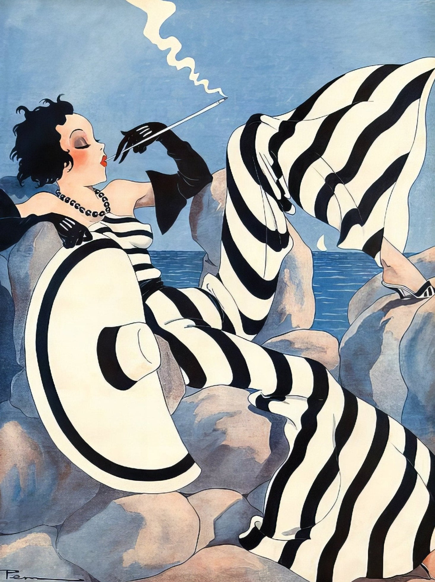Handmade "La Femme au Chapeau" by Jean - Gabriel Domergue Poster | High - Quality Print | Repositionable Adhesive - Pasquín Store