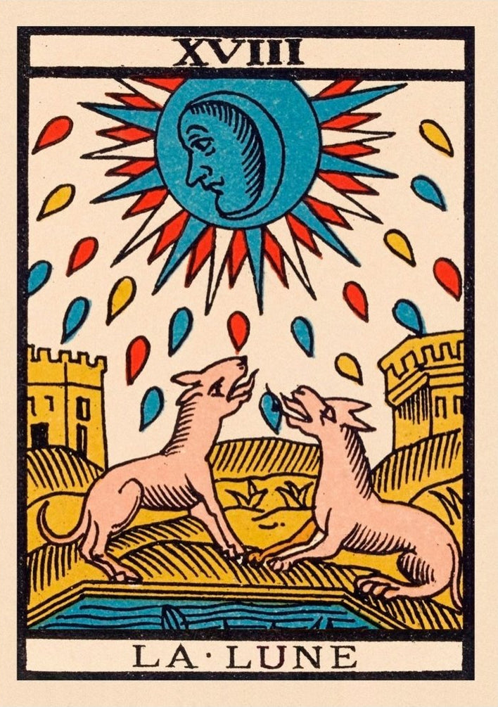 Handmade "Tarot Card: La Lune (La Luna)" Poster | High - Quality Print | Repositionable Adhesive - Pasquín Store