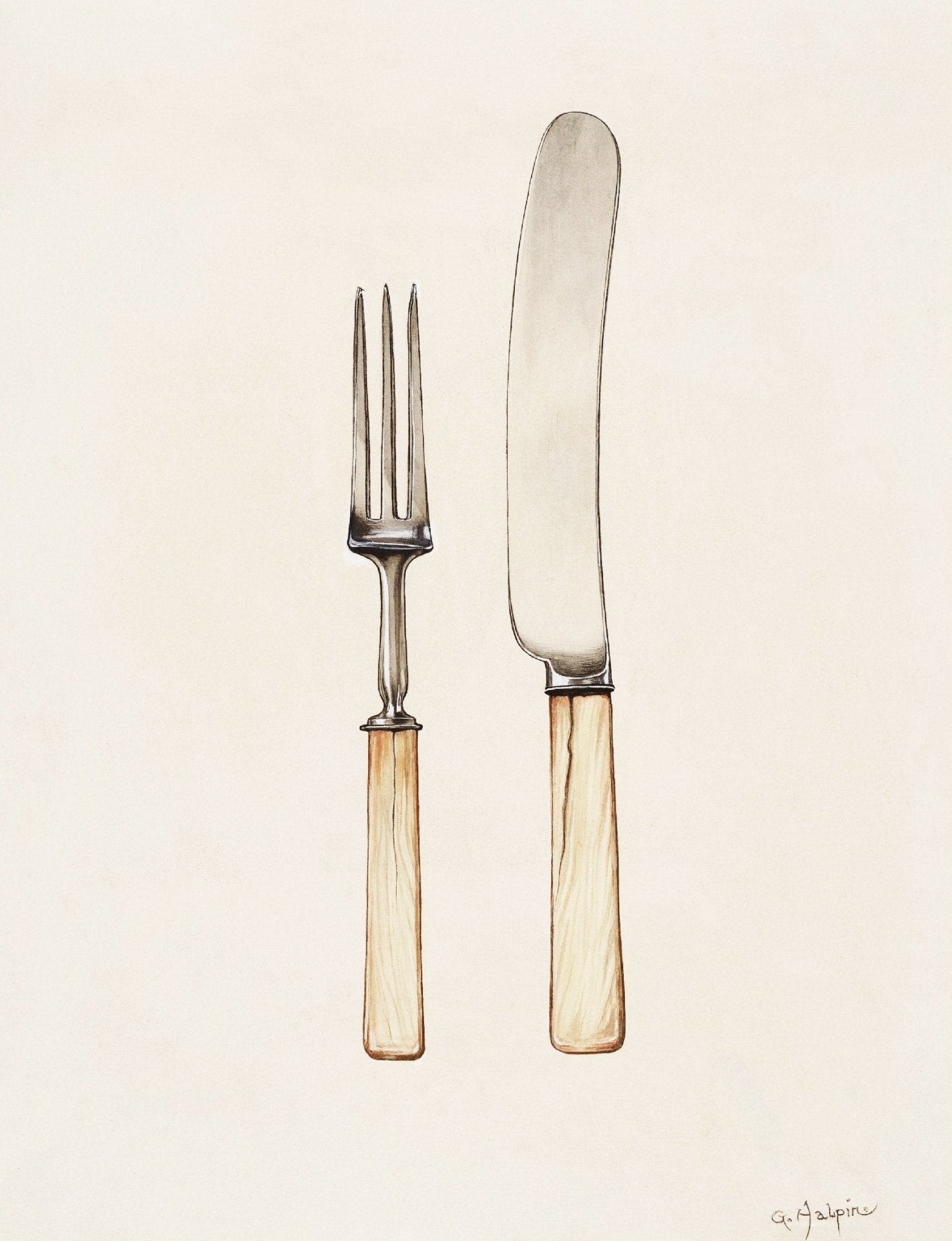 Handmade "Vintage Cutlery" Poster | High - Quality Print | Repositionable Adhesive - Pasquín Store