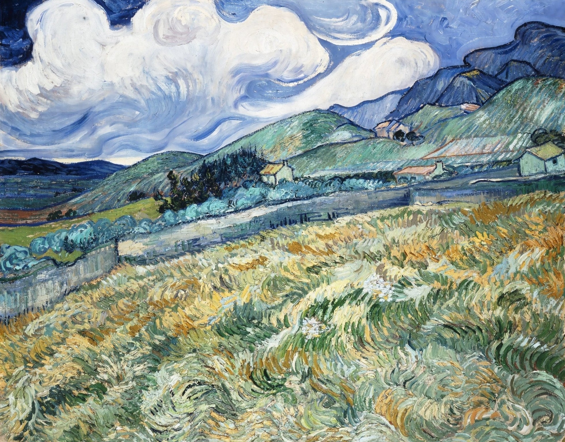 Handmade "Wheat Field with Cypresses" by Vincent Van Gogh Poster | High - Quality Print | Repositionable Adhesive - Pasquín Store