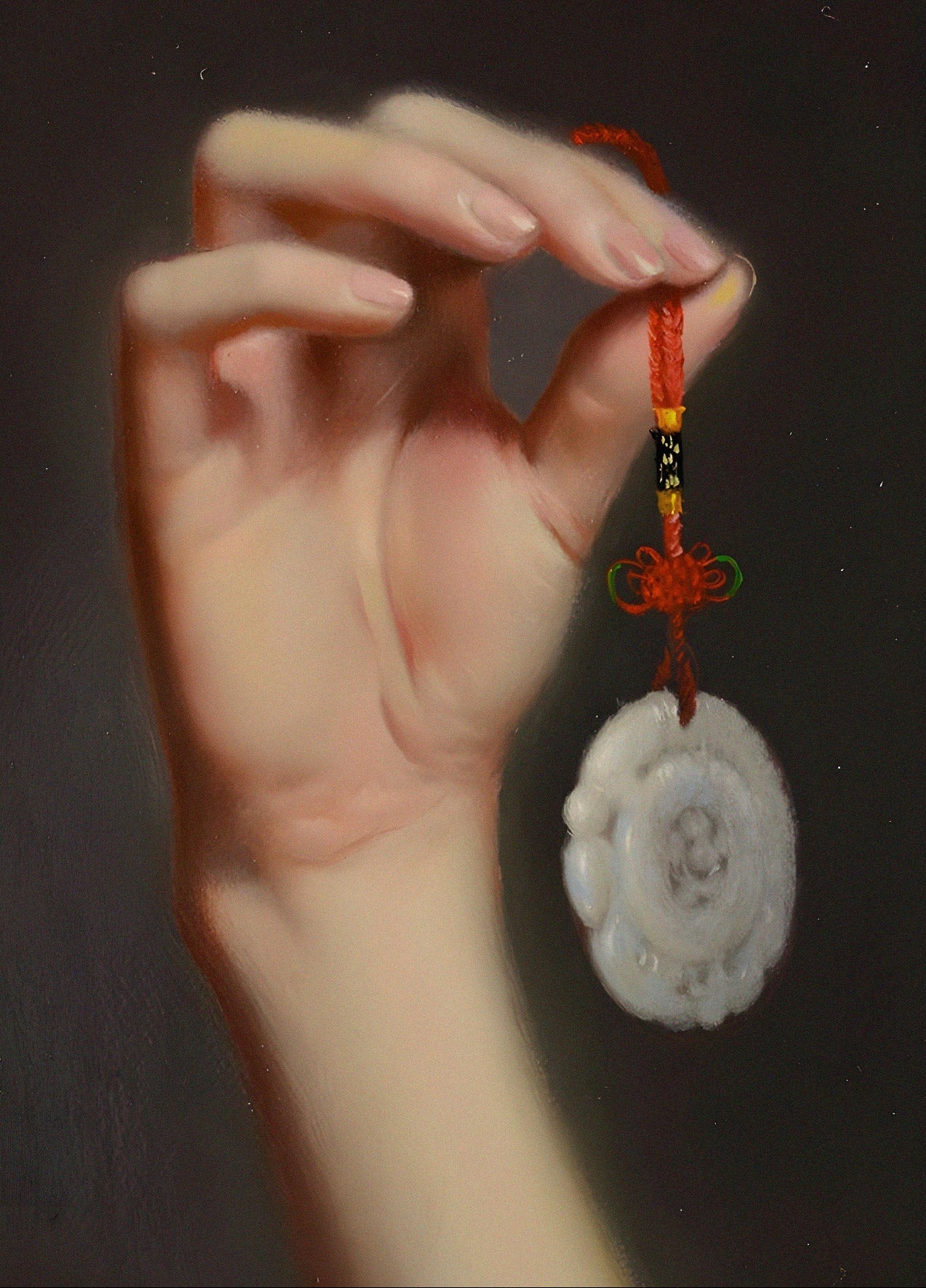 Handmade " Woman with Pendant (Detail)" by Su Xin Poster | High - Quality Print | Repositionable Adhesive - Pasquín Store