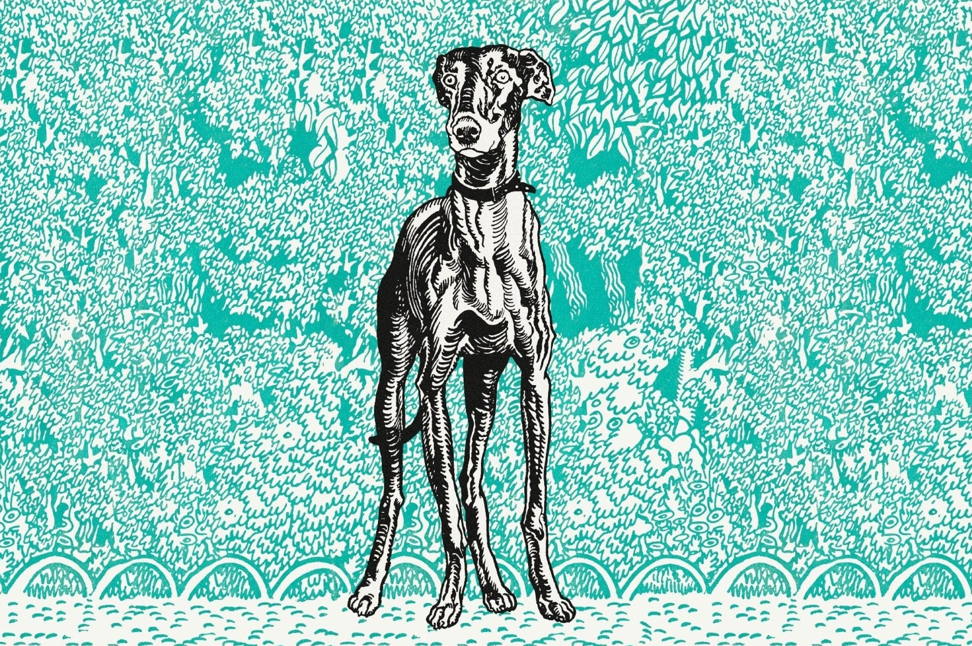 High - Quality Fabric Adhesive Poster - Greyhound by Moriz Jung - Horizontal - Pasquín Store
