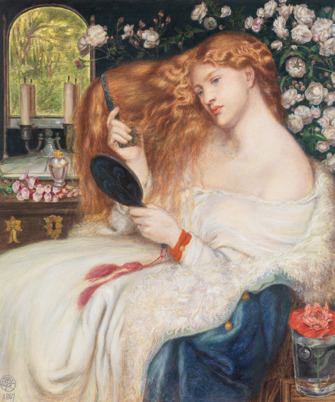 Lady Lilith by Dante Gabriel Rossetti - Repositionable Adhesive Poster - Pasquín Store