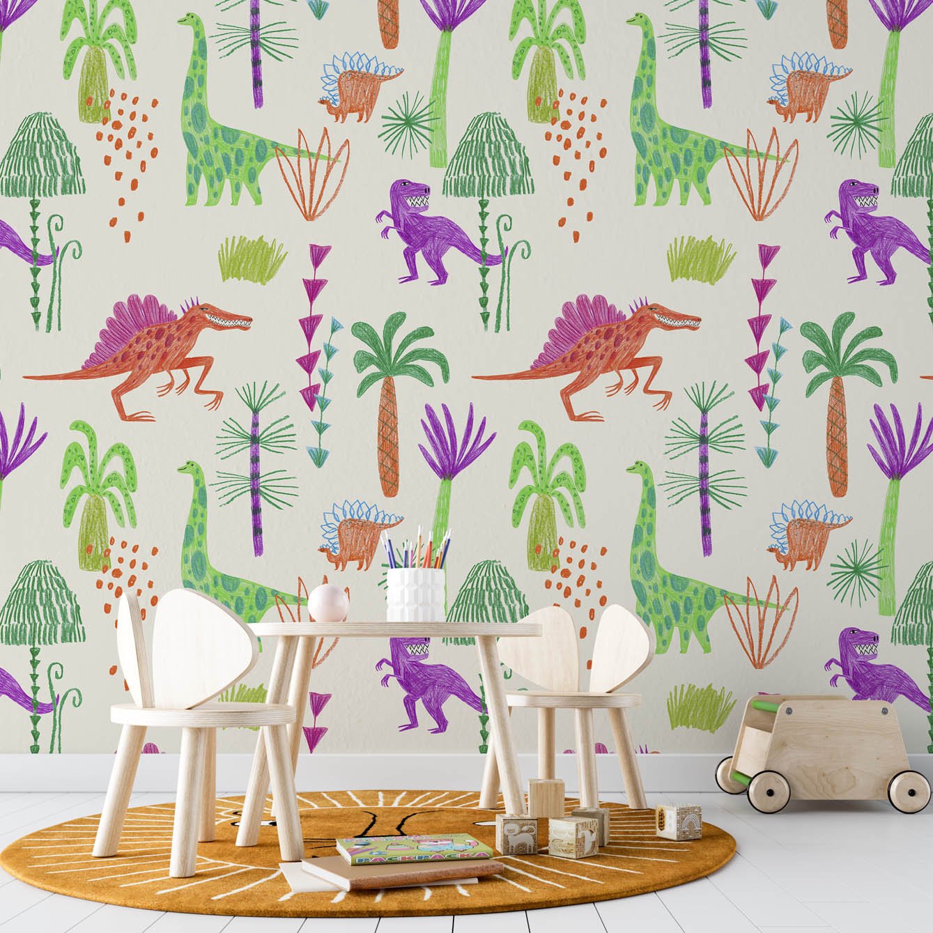 Peel - and - Stick Colorful Dinosaurs Wall Decor - Eco - Friendly, Easy Install, Limited Edition - Pasquín Store