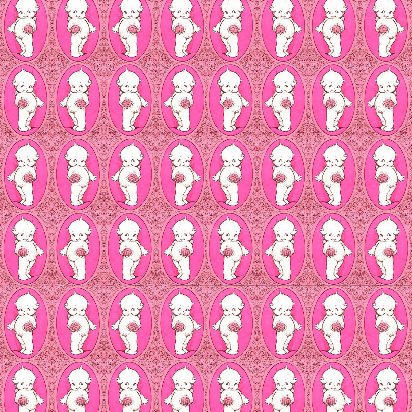 Retro Kewpie Doll Adhesive Wallpaper - Easy Install, Repositionable, Non - Toxic - Pasquín Store