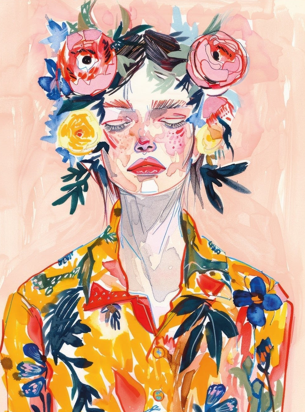 Versatile Artistic Muse Illustration Adhesive Poster - Perfect for Home Decoration - Pasquín Store