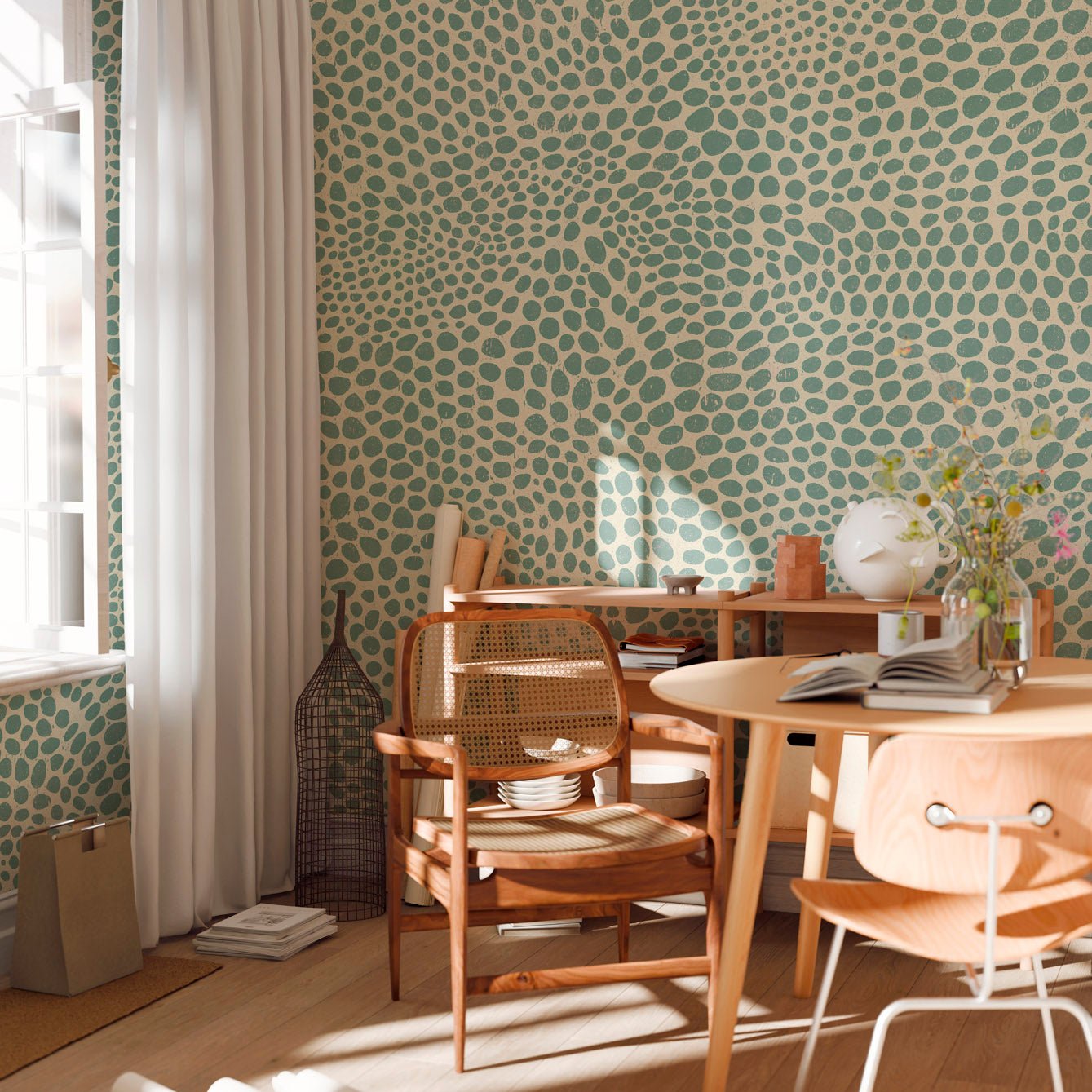 Vintage Green Adhesive Wallpaper - Easy Install, Repositionable, Non - Toxic - Pasquín Store
