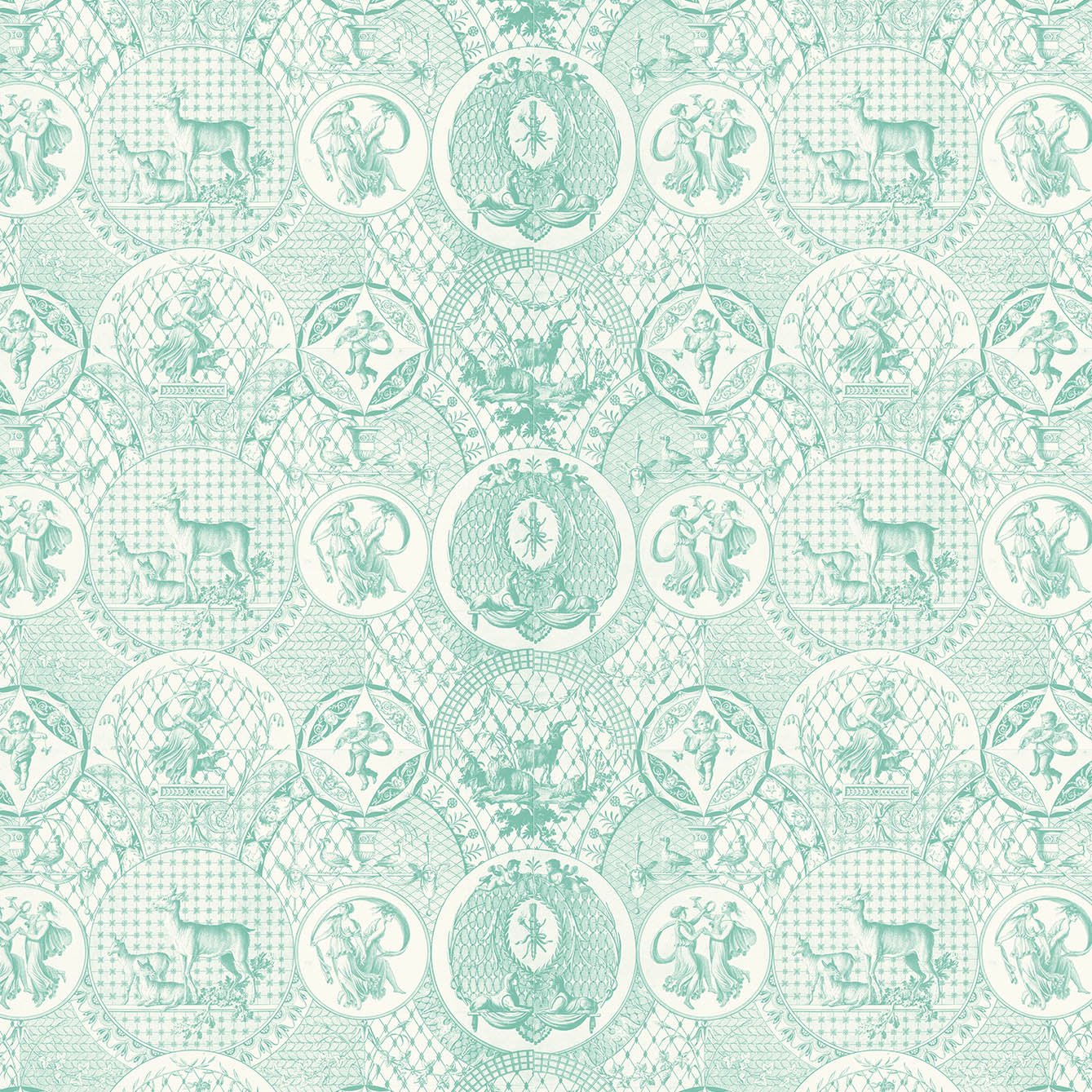 Vintage Mint Embroidered Deco Removable Wallpaper - High - Quality Fabric, Safe & Repositionable - Pasquín Store