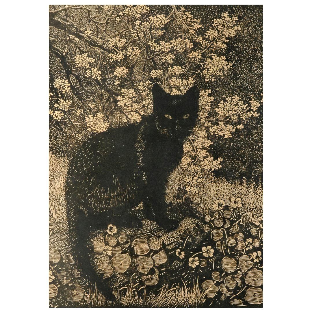 Mini Poster adhesivo y reposicionable: Gato negro - Tienda Pasquín