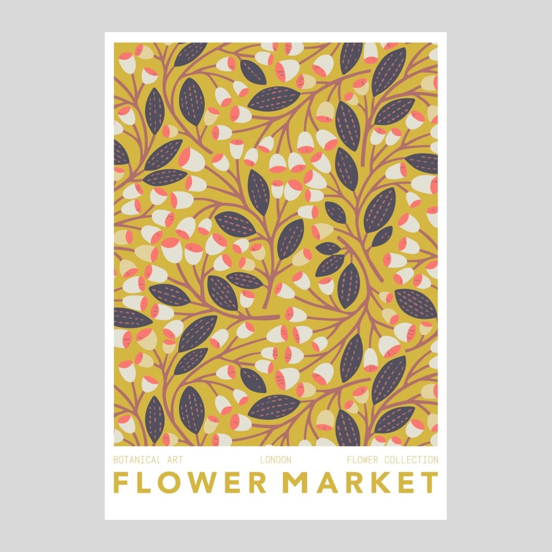 Mini poster adhesivo y reposicionable: Mercado de las flores London - Tienda Pasquín