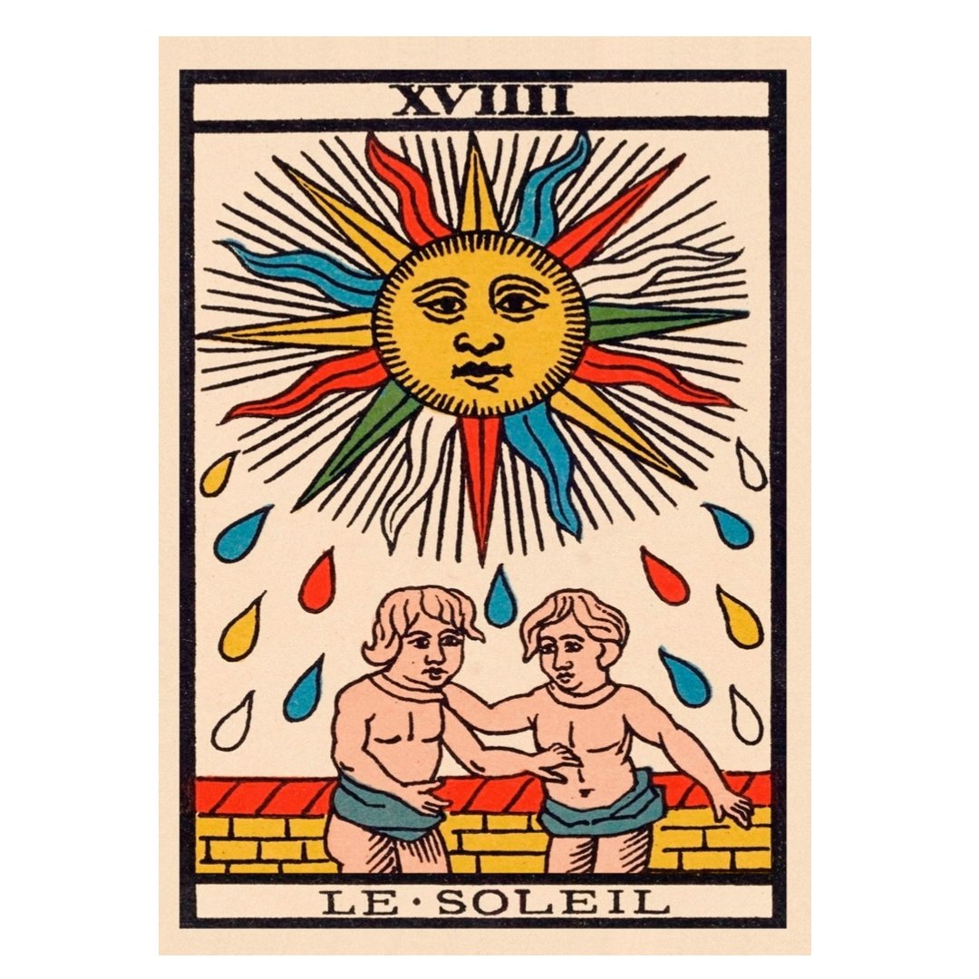 Poster adhesivo y reposicionable: Carta Tarot El Sol - Tienda Pasquín