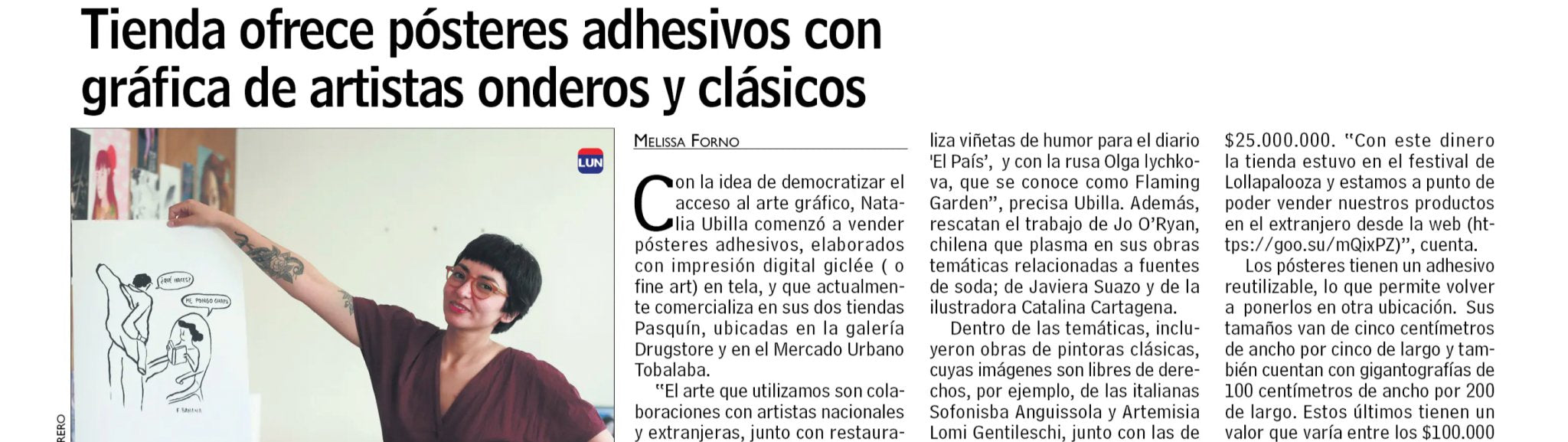 ¡Aparecimos en LUN! - Tienda Pasquín