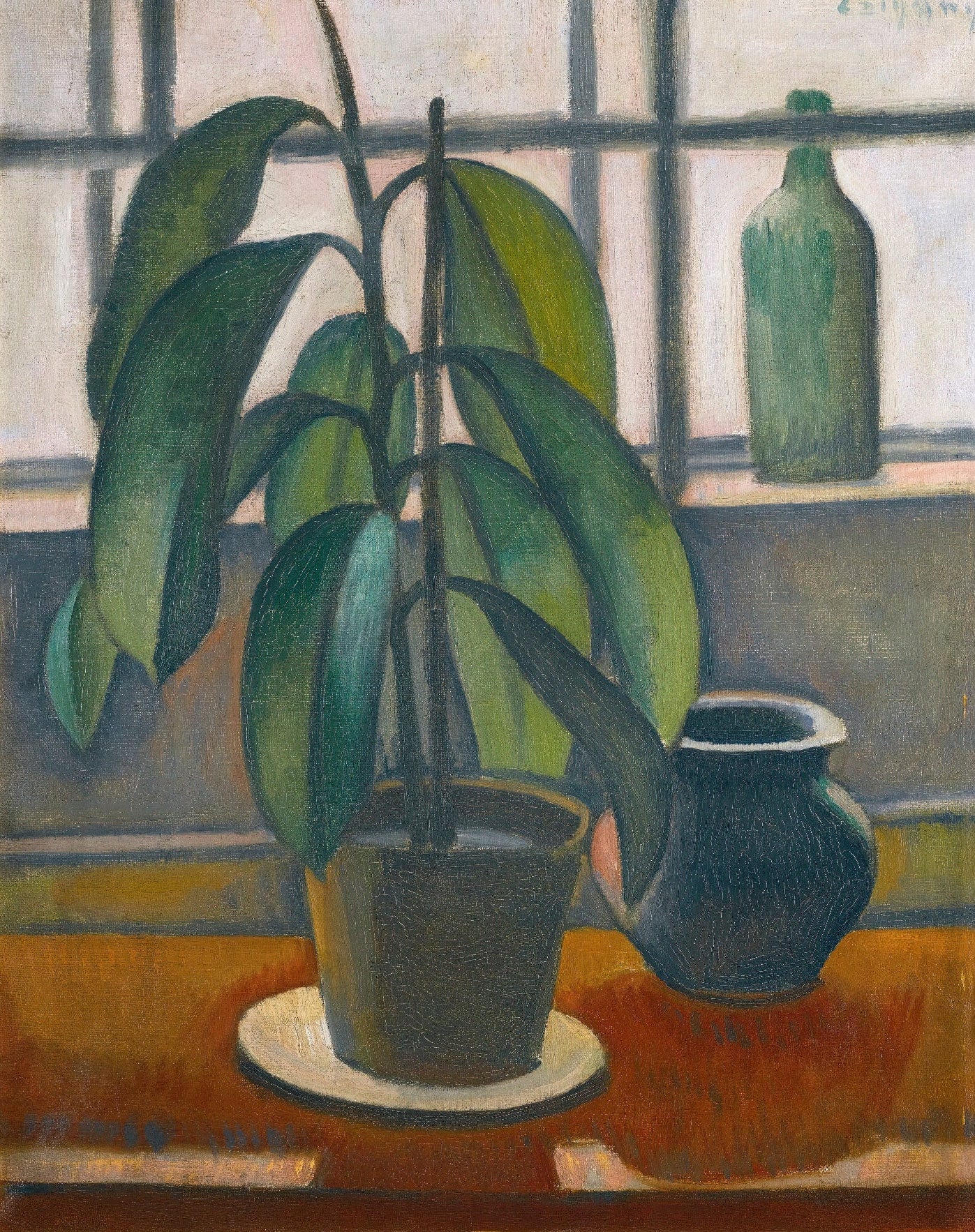 Decorative "A Rubber Plant On A Window Ledge" by Dezső Czigány Poster | High - Quality Print | Repositionable Adhesive - Pasquín Store
