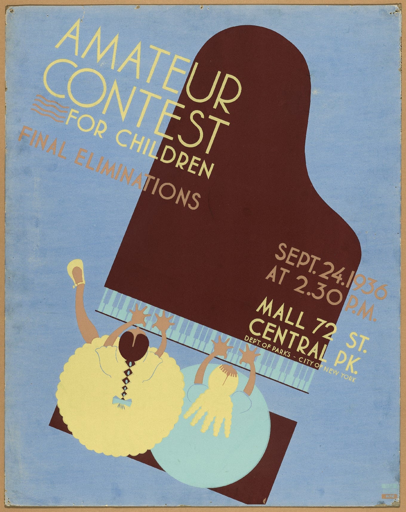 Decorative "Amateur Contest for Children: Final Eliminations" by Estelle Levine Poster | High - Quality Print | Repositionable Adhesive - Pasquín Store