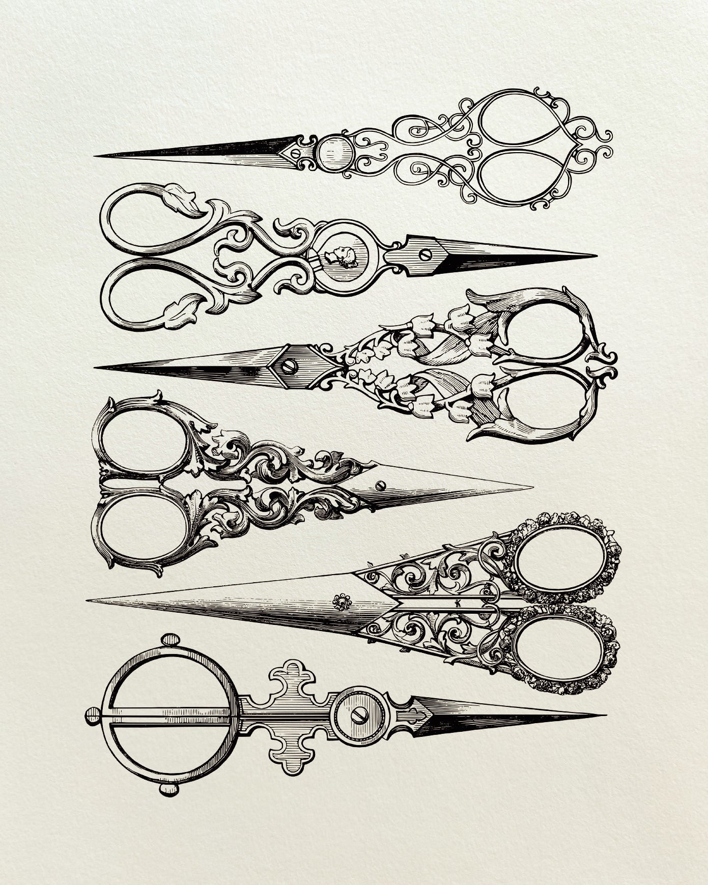 Decorative "Antique Scissors Masterpieces" Poster | High - Quality Print | Repositionable Adhesive - Pasquín Store