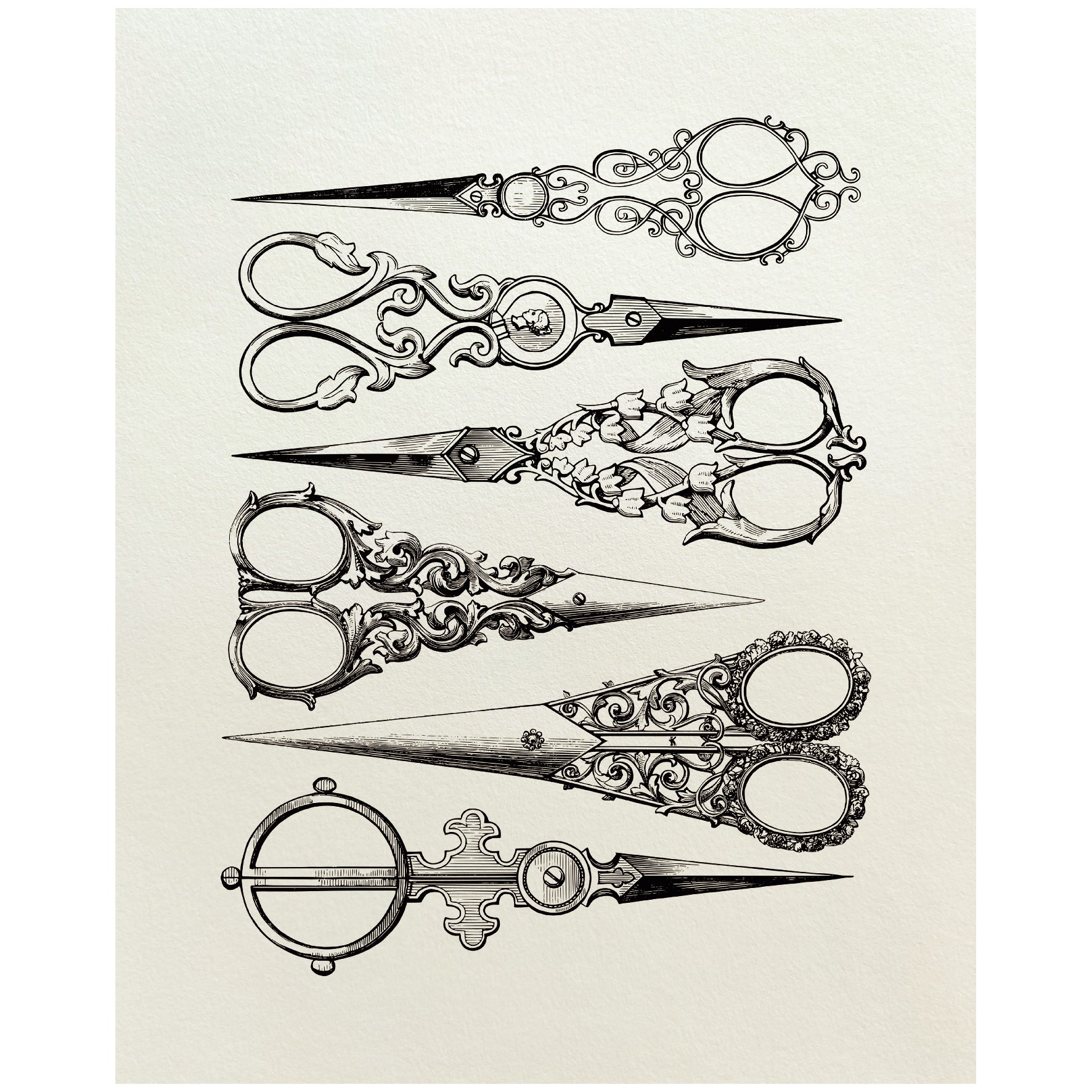 Decorative "Antique Scissors Masterpieces" Poster | High - Quality Print | Repositionable Adhesive - Pasquín Store