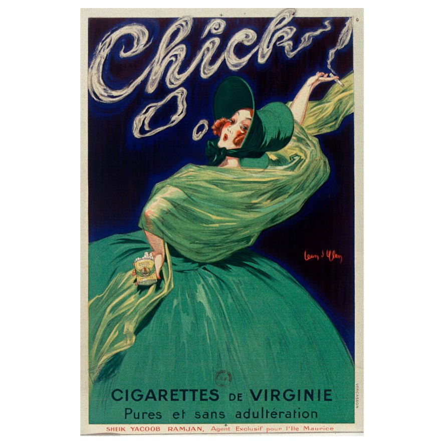 Decorative "Chick Cigarettes From Virginia" by Jean d'Ylen | High - Quality Print | Repositionable Adhesive - Pasquín