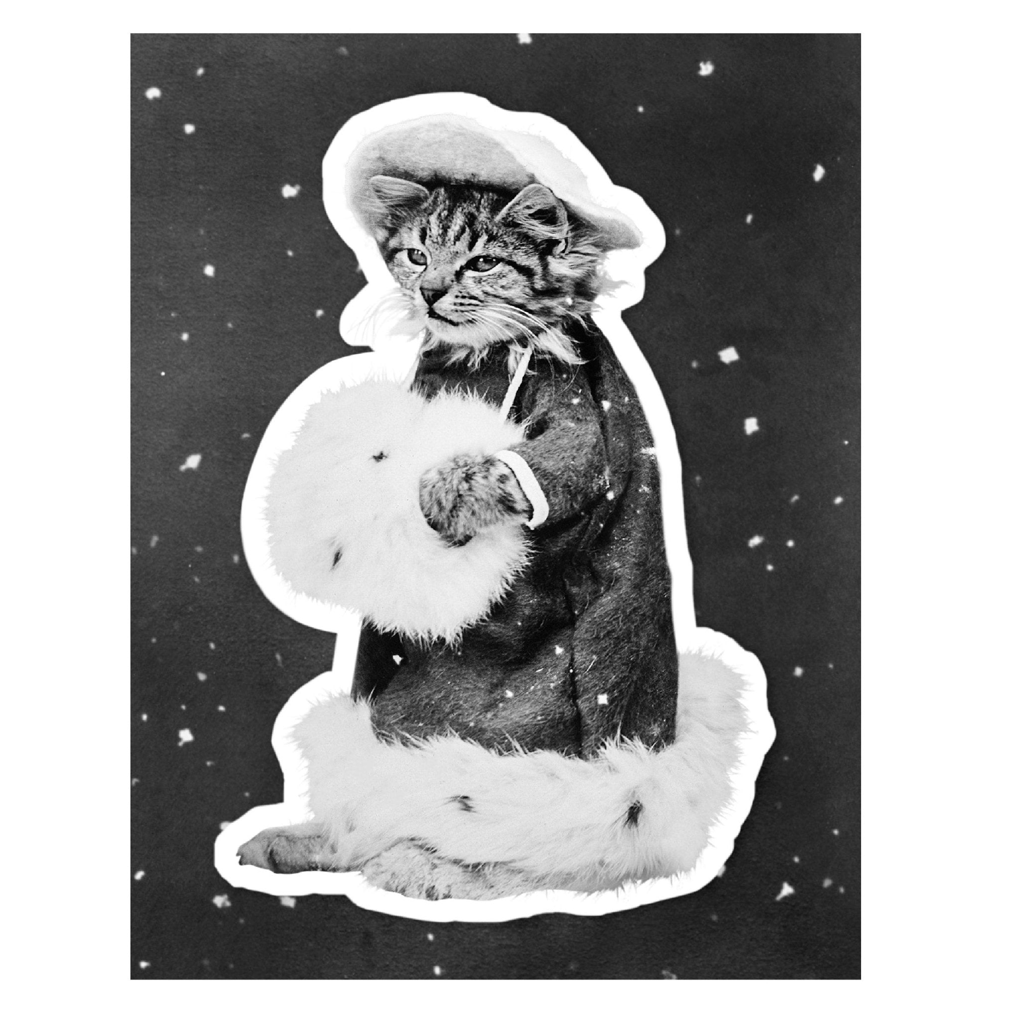 Decorative "Christmas Cat" Poster | High - Quality Print | Repositionable Adhesive - Pasquín