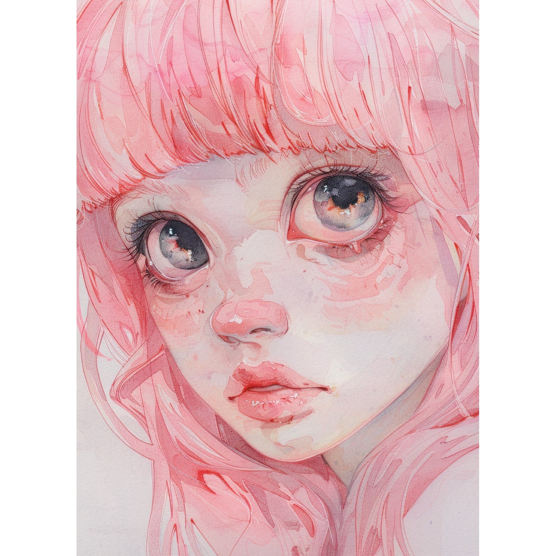 Decorative "Coquette Collection: The Girl with Pink hair" Posters | High - Quality Print | Repositionable Adhesive - Pasquín Store