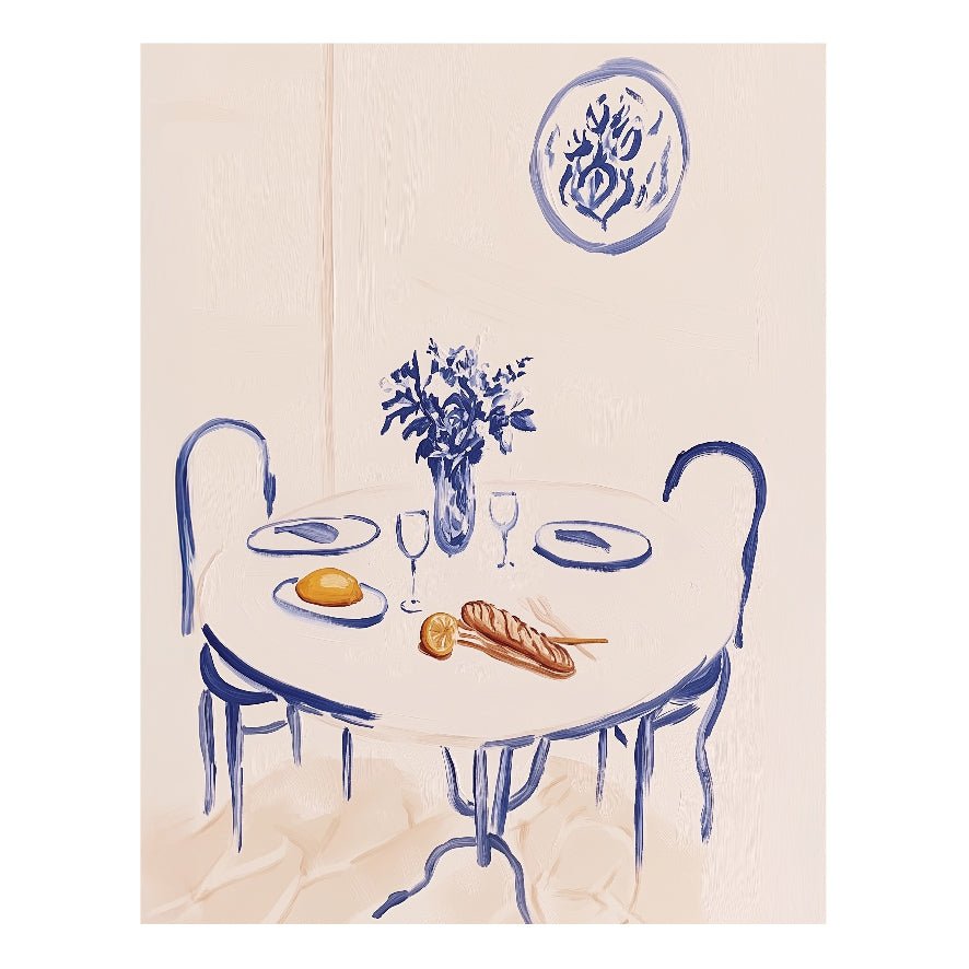 Decorative "Dinner Table" Poster | High - Quality Print | Repositionable Adhesive - Pasquín