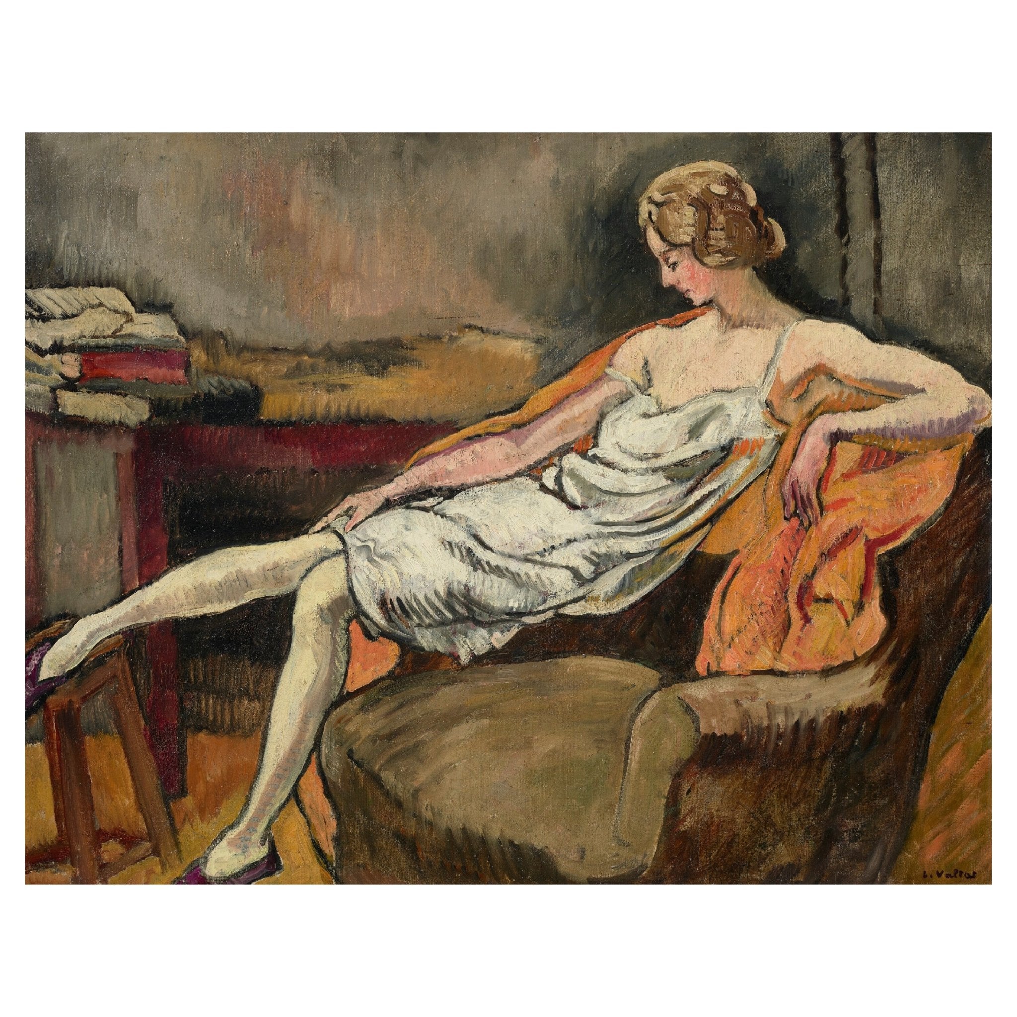 Decorative "Femme au fauteuil" by Louis Valtat | High - Quality Print | Repositionable Adhesive - Pasquín