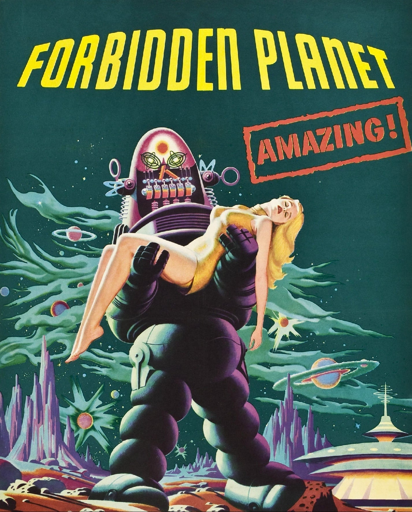 Decorative "Forbidden Planet (1956)" Poster | High - Quality Print | Repositionable Adhesive - Pasquín