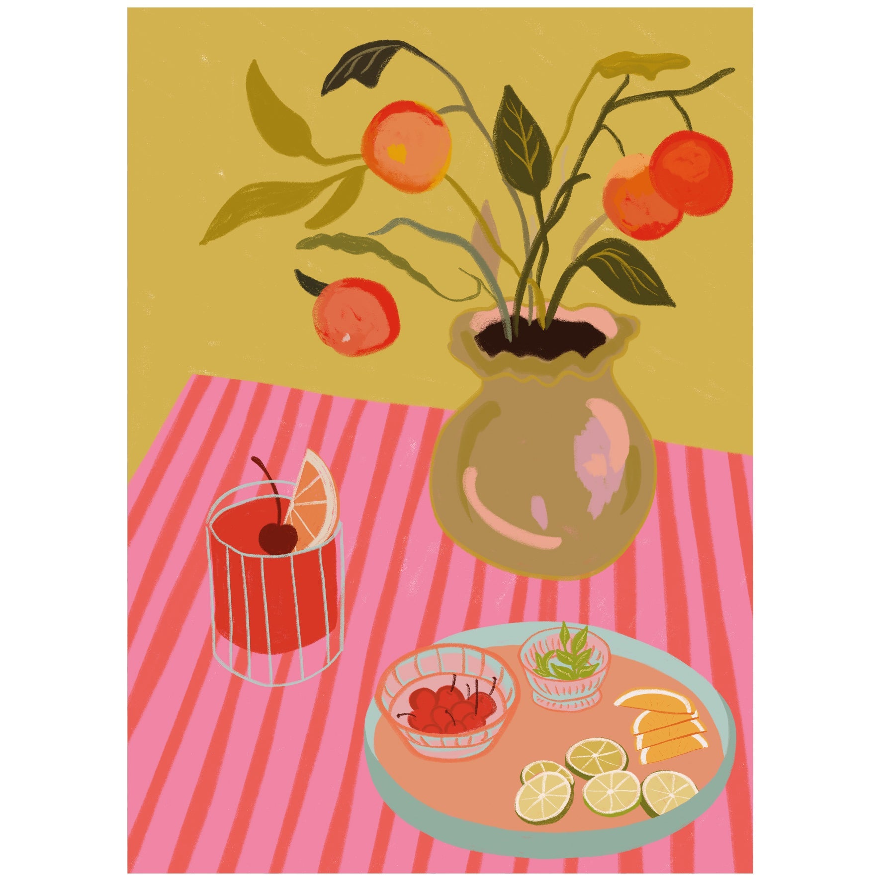 Decorative "Fruit & Fancy Table" Poster | High - Quality Print | Repositionable Adhesive - Pasquín