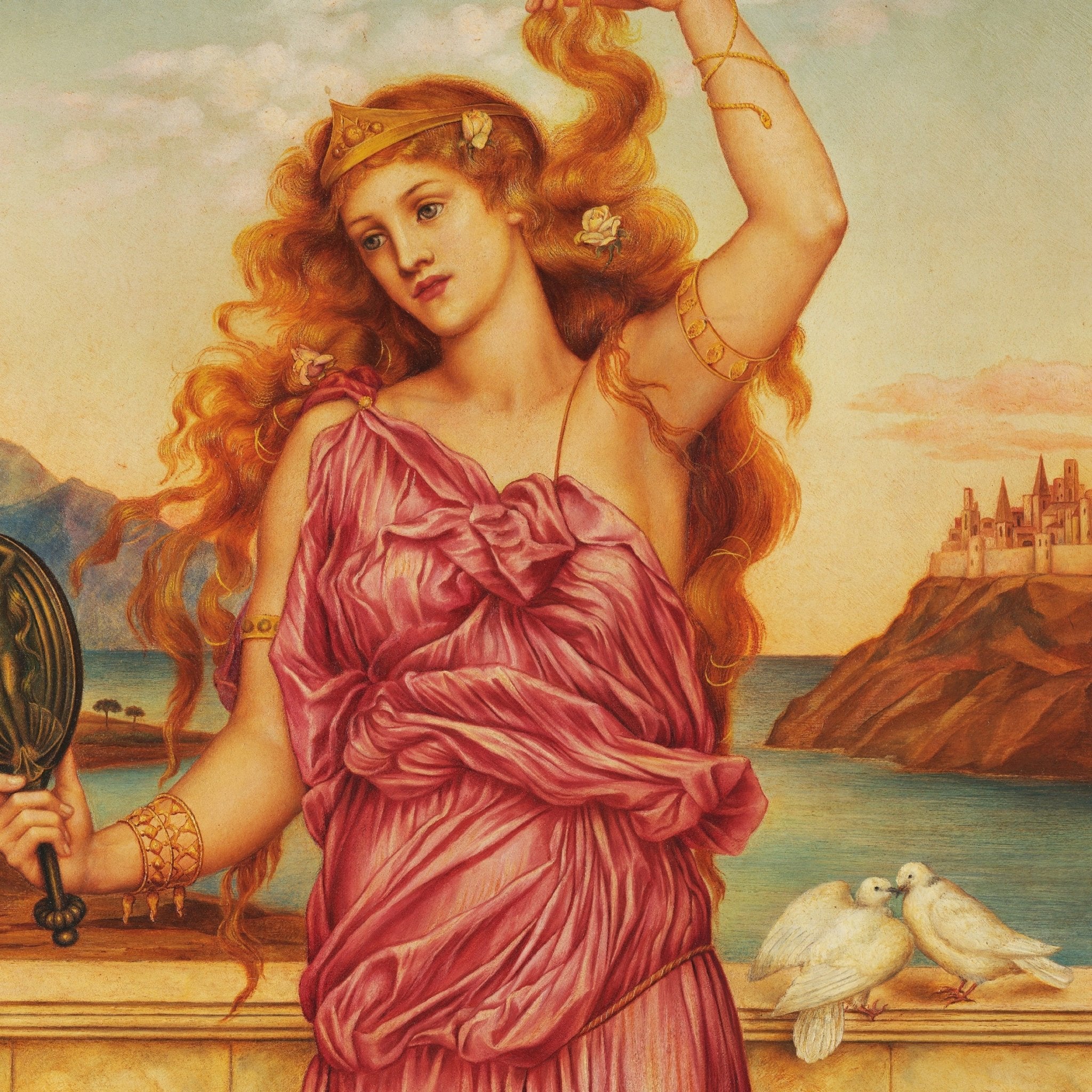 Decorative "Helen of Troy" by Evelyn De Morgan Poster | High - Quality Print | Repositionable Adhesive - Pasquín