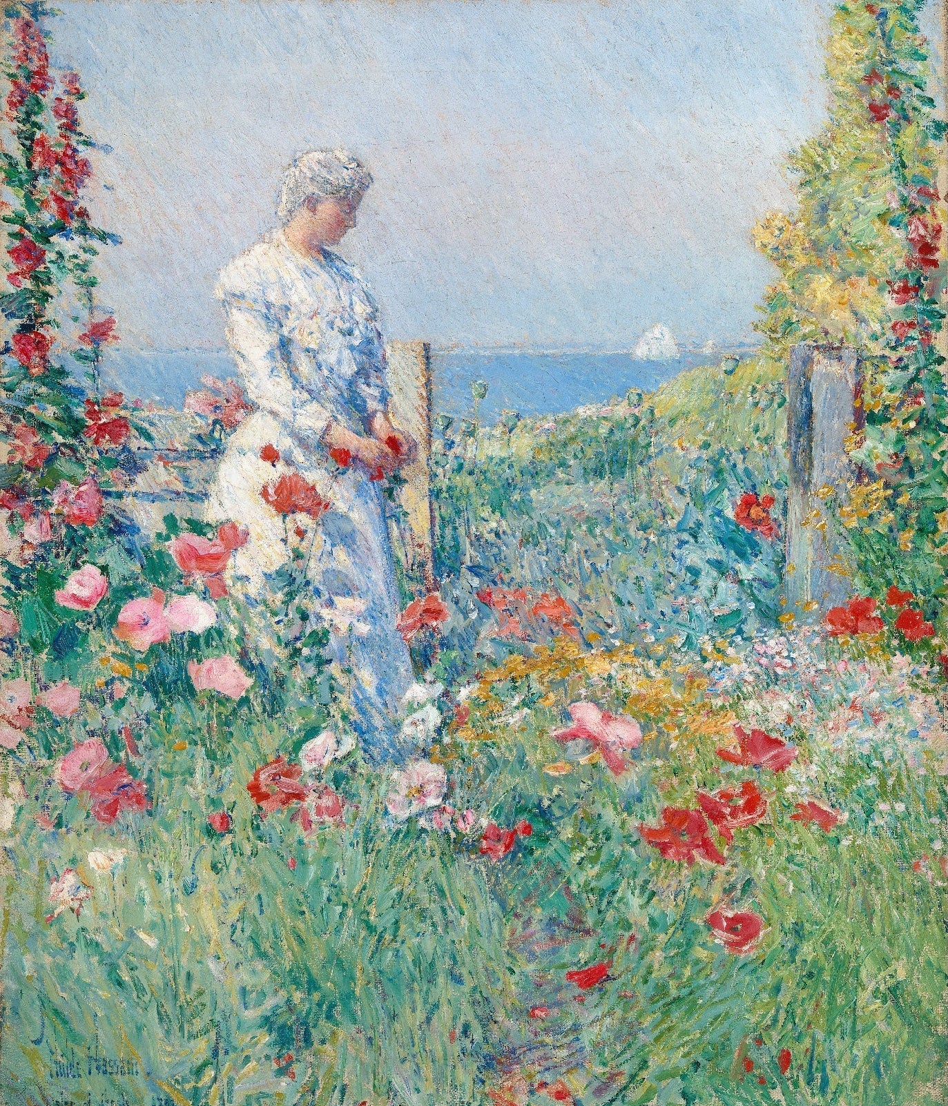 Decorative "In the Garden (1892)" by Childe Hassam Poster | High - Quality Print | Repositionable Adhesive - Pasquín Store