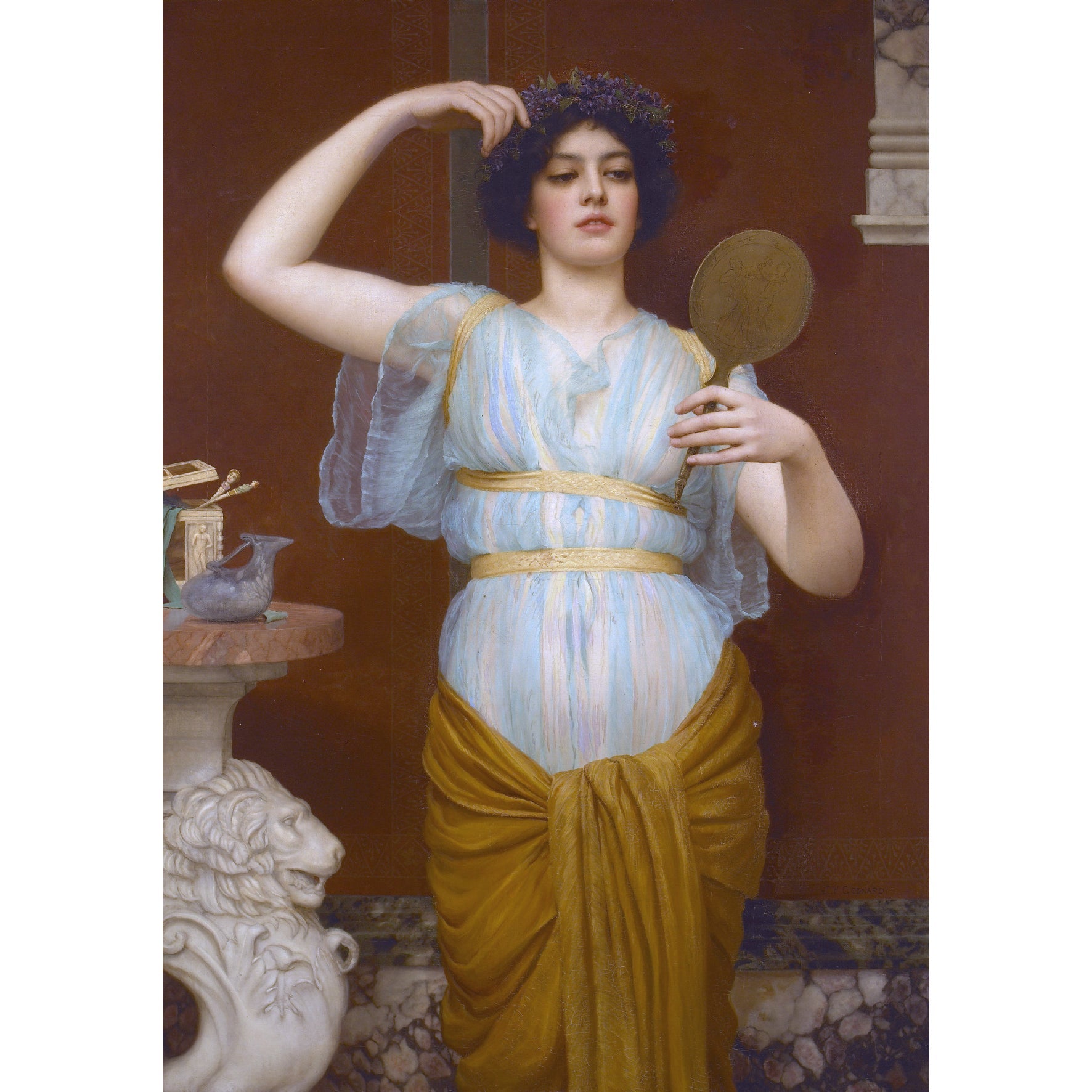 Decorative "Ione" by John William Godward Poster | High - Quality Print | Repositionable Adhesive - Pasquín Store