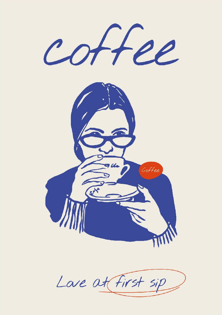 🎁 Decorative "Love at First Sip" Poster | High - Quality Print | Repositionable Adhesive (100% off) - Pasquín