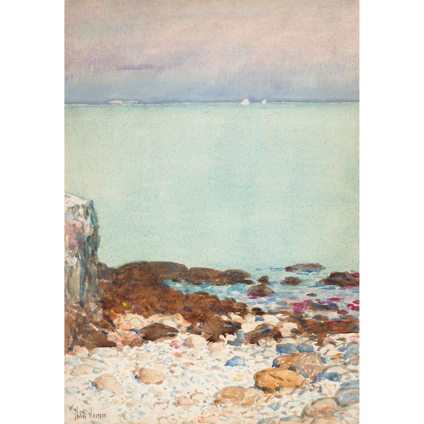 Decorative "Low Tide, Isles of Shoals (1903)" by Childe Hassam Poster | High - Quality Print | Repositionable Adhesive - Pasquín Store