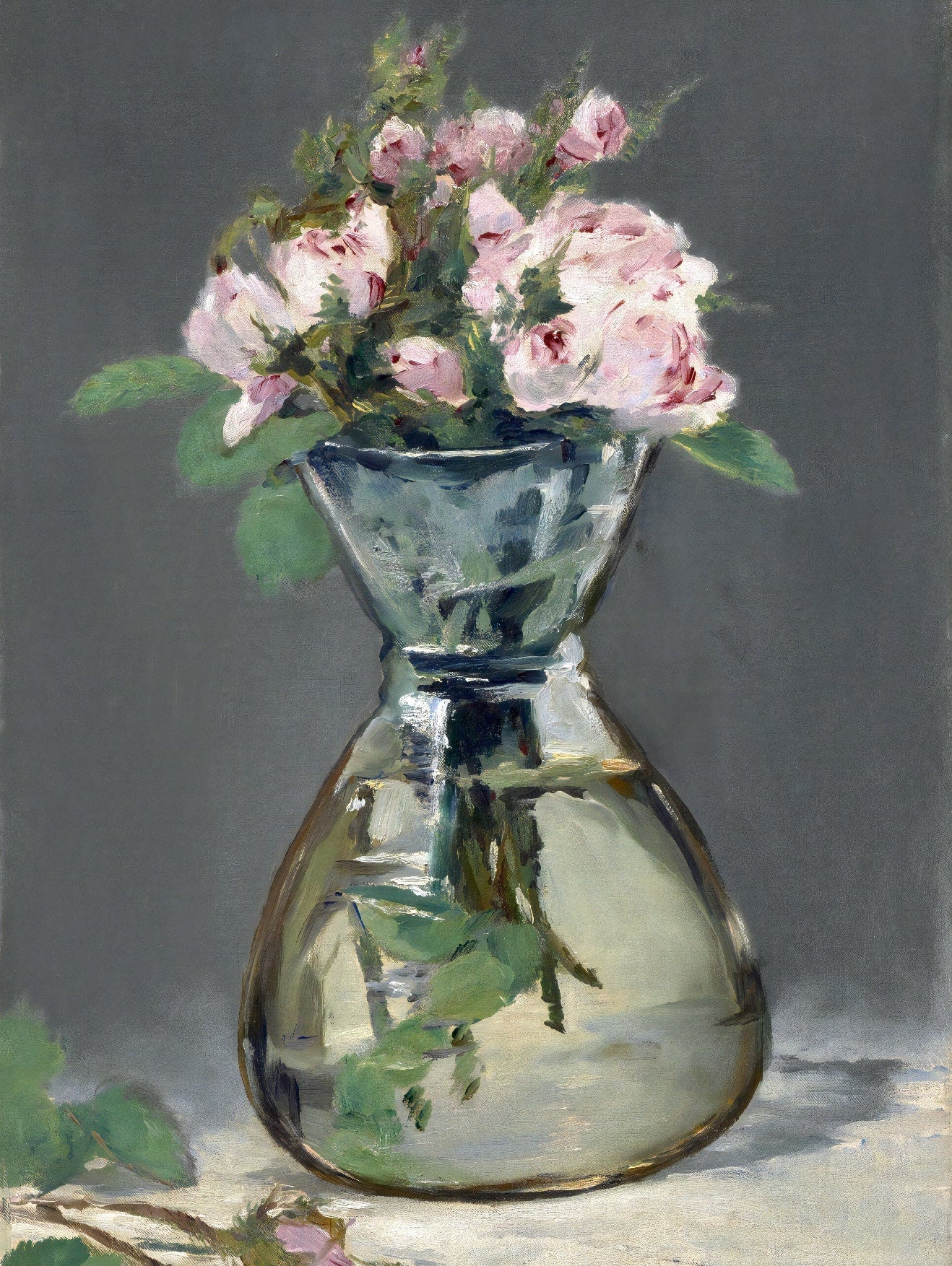 Decorative "Moss Roses in a Vase" by Edouard Manet Poster | High - Quality Print | Repositionable Adhesive - Pasquín Store