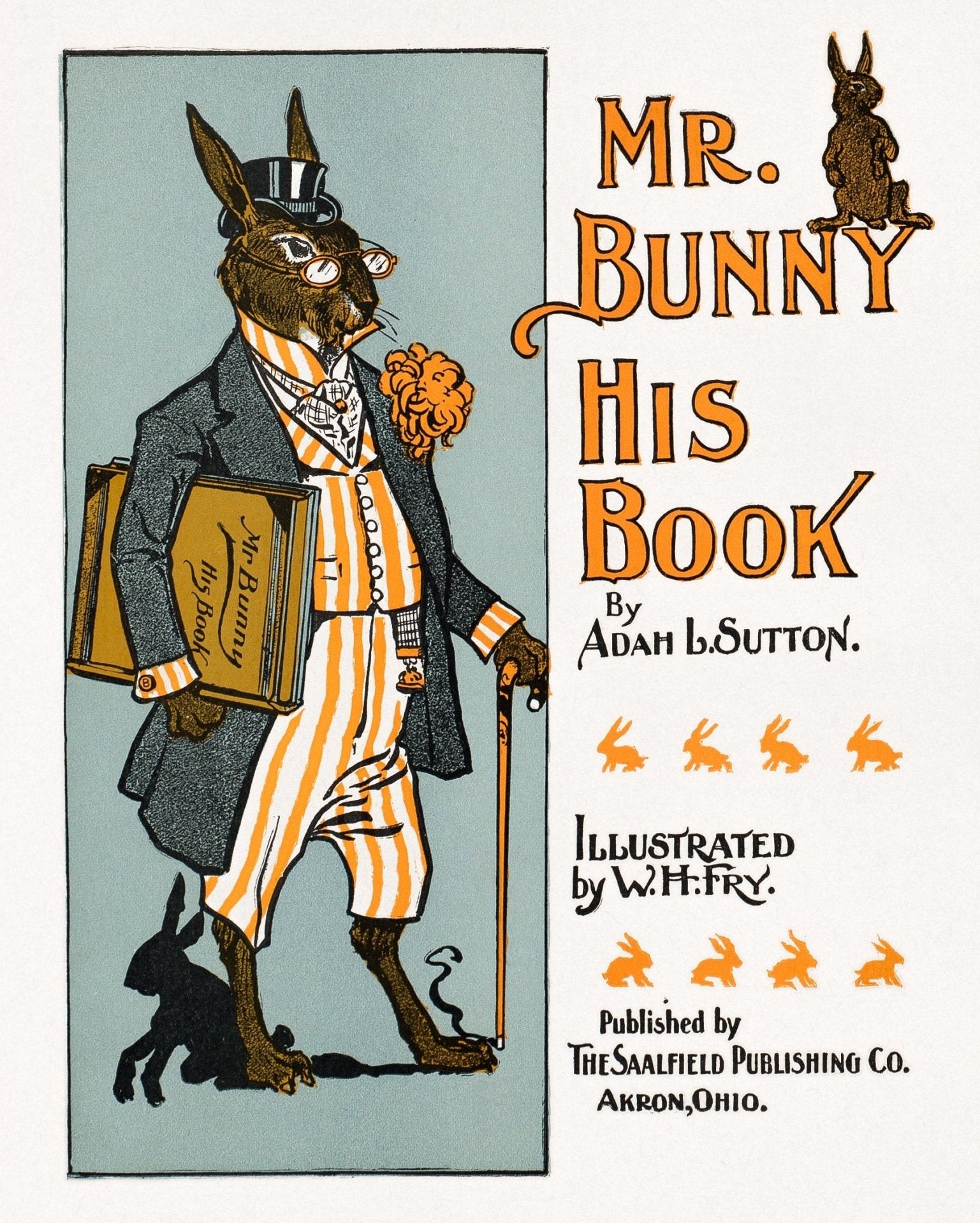 Decorative "Mr. Bunny, His Book" Poster | High - Quality Print | Repositionable Adhesive - Pasquín
