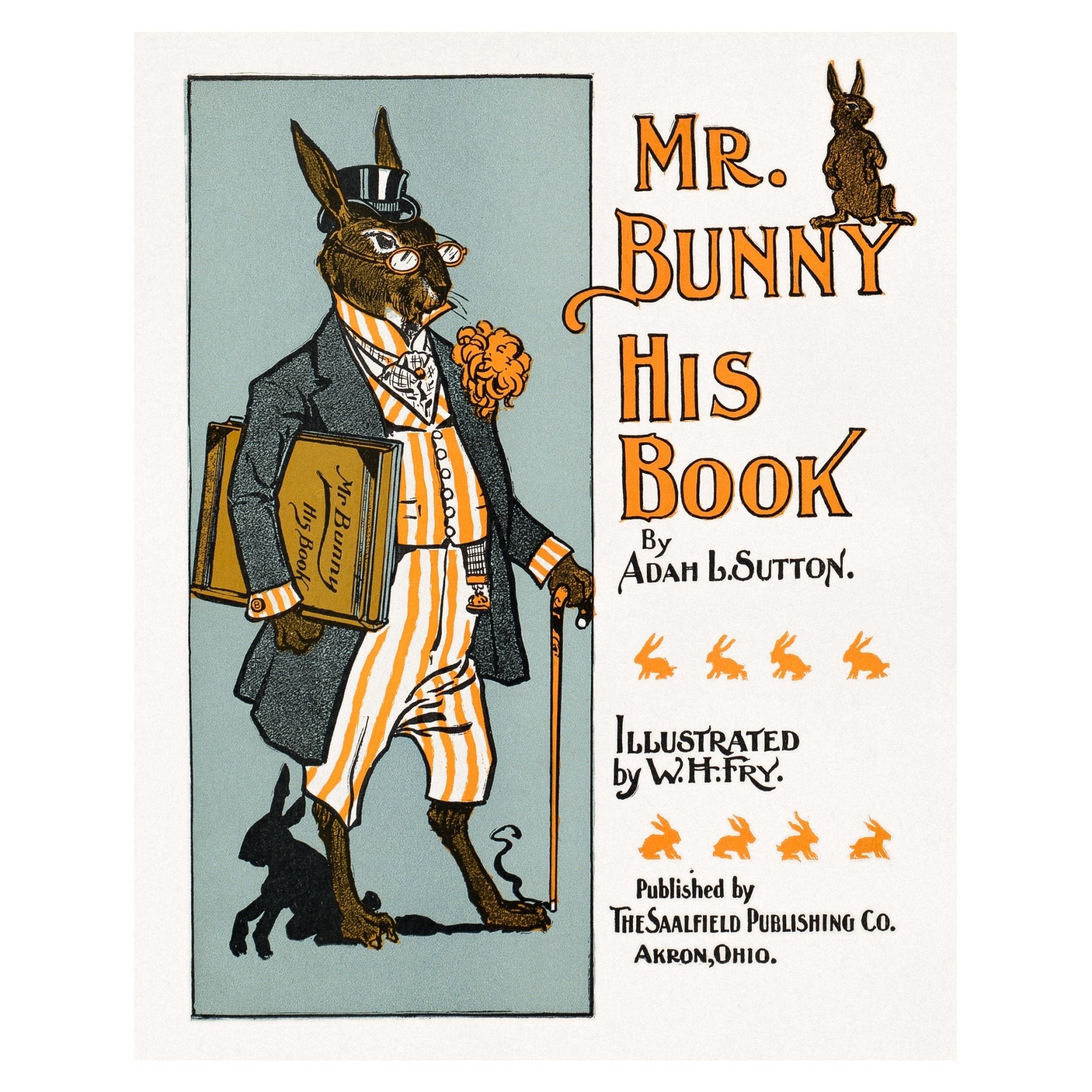 Decorative "Mr. Bunny, His Book" Poster | High - Quality Print | Repositionable Adhesive - Pasquín