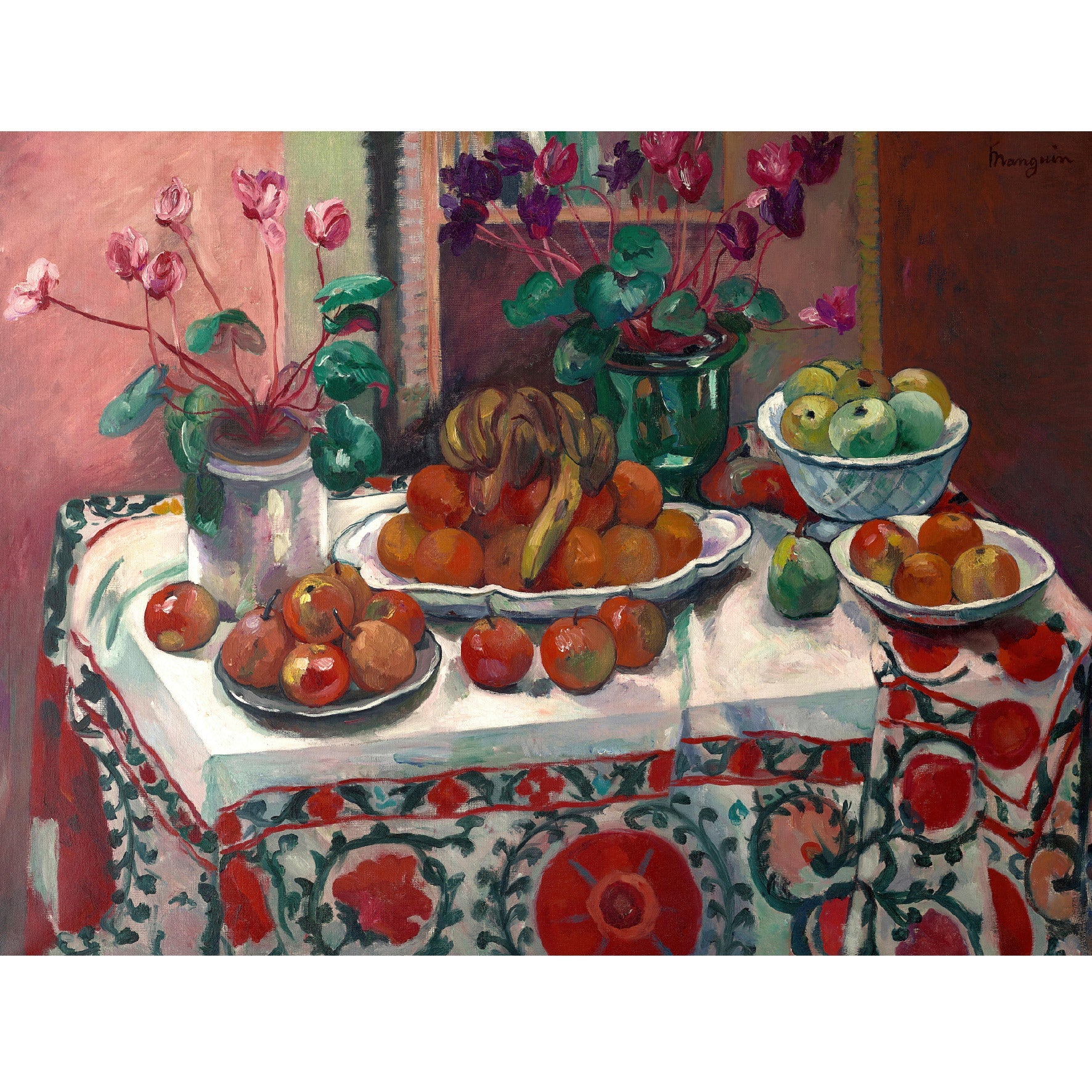 Decorative "Nature morte aux cyclamens (1912)" by Henri Manguin Poster | High - Quality Print | Repositionable Adhesive - Pasquín